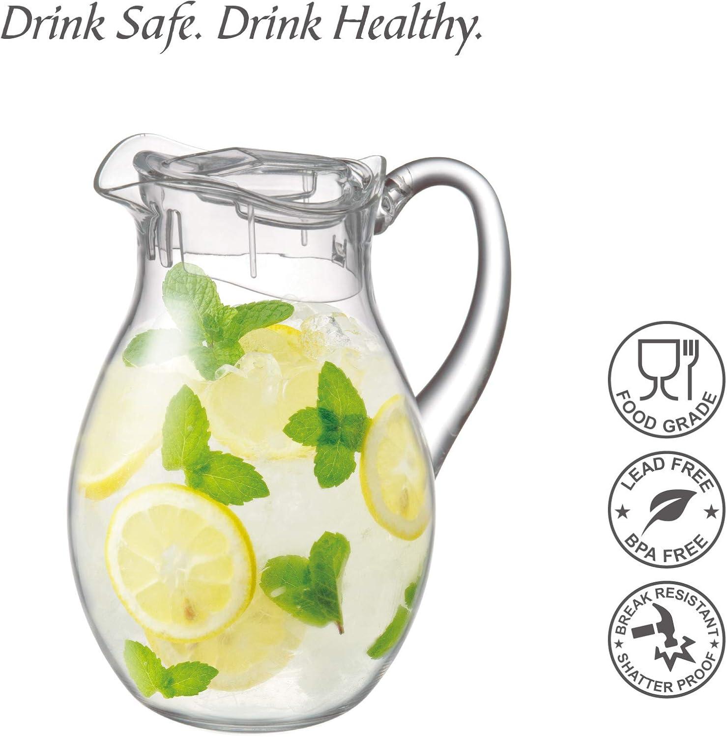 Amazing Abby - Bubbly - Acrylic Pitcher (72 oz), Clear Plastic Water Pitcher with Lid, Fridge Jug, BPA-Free, Shatter-Proof, Great for Iced Tea, Sangria, Lemonade, Juice, Milk, and More