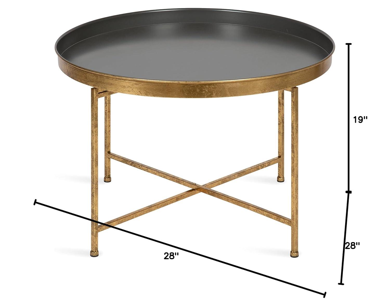 Kate and Laurel Celia Round Metal Coffee Table, 28.25x28.25x19, Gray and Gold
