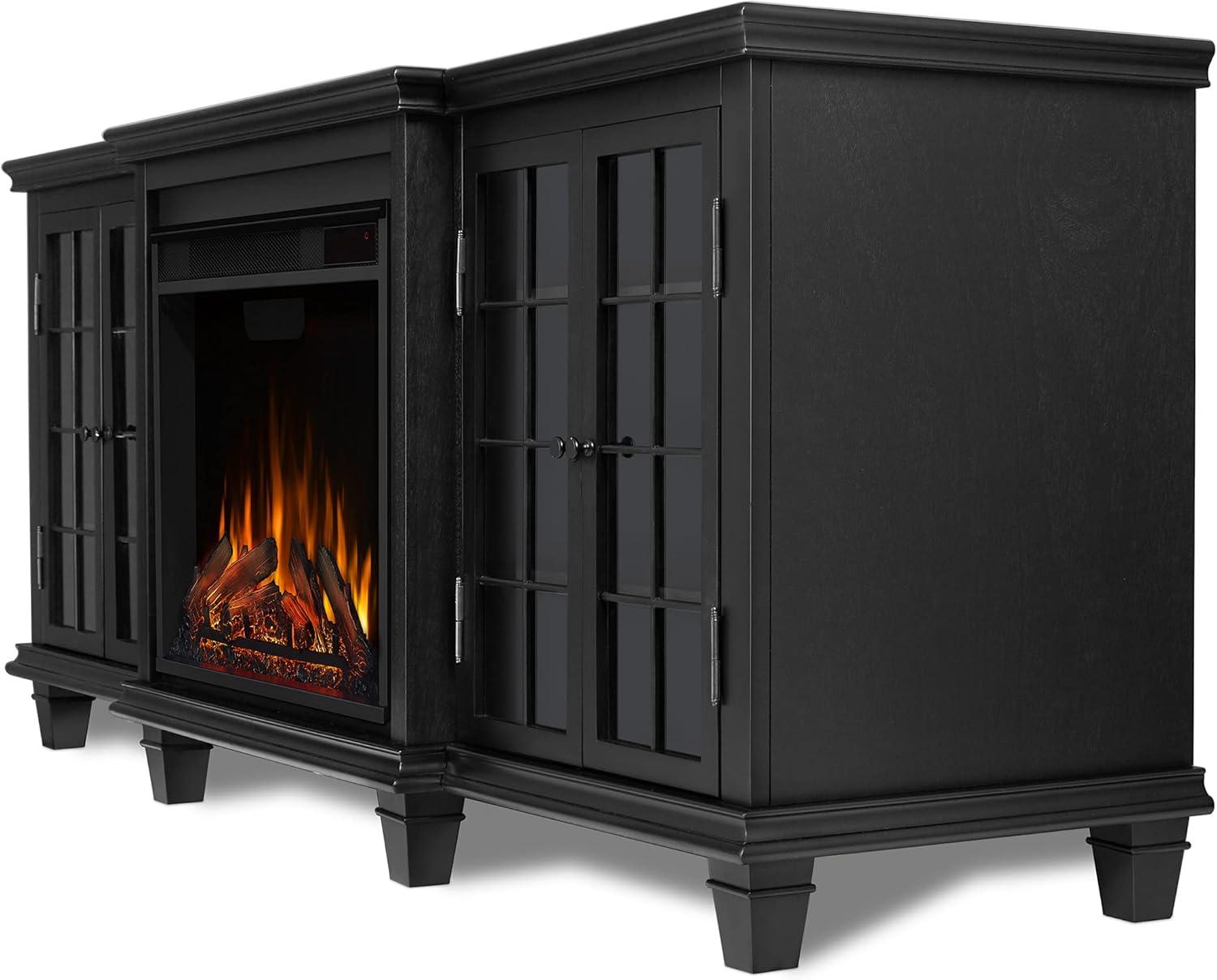 Marlowe 70" Electric Fireplace TV Stand in Black by Real Flame