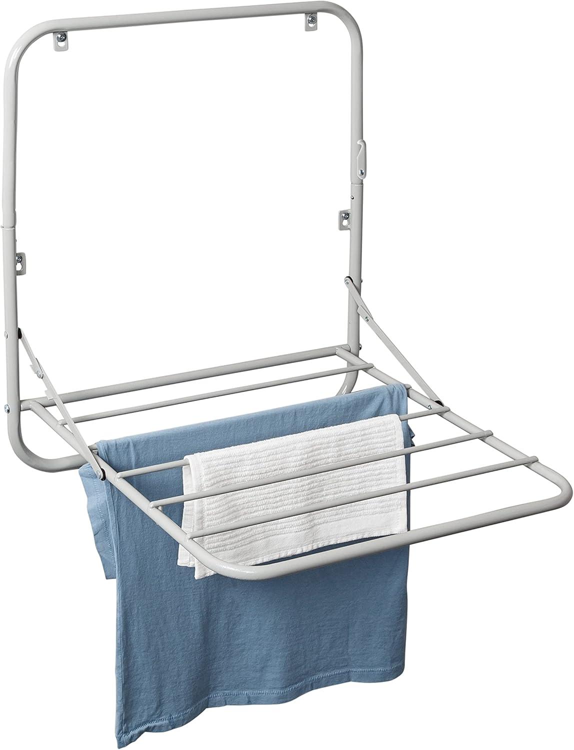 Honey-Can-Do Folding Steel Over-the-Door Mount or Wall Mount Clothes Drying Rack, Grey