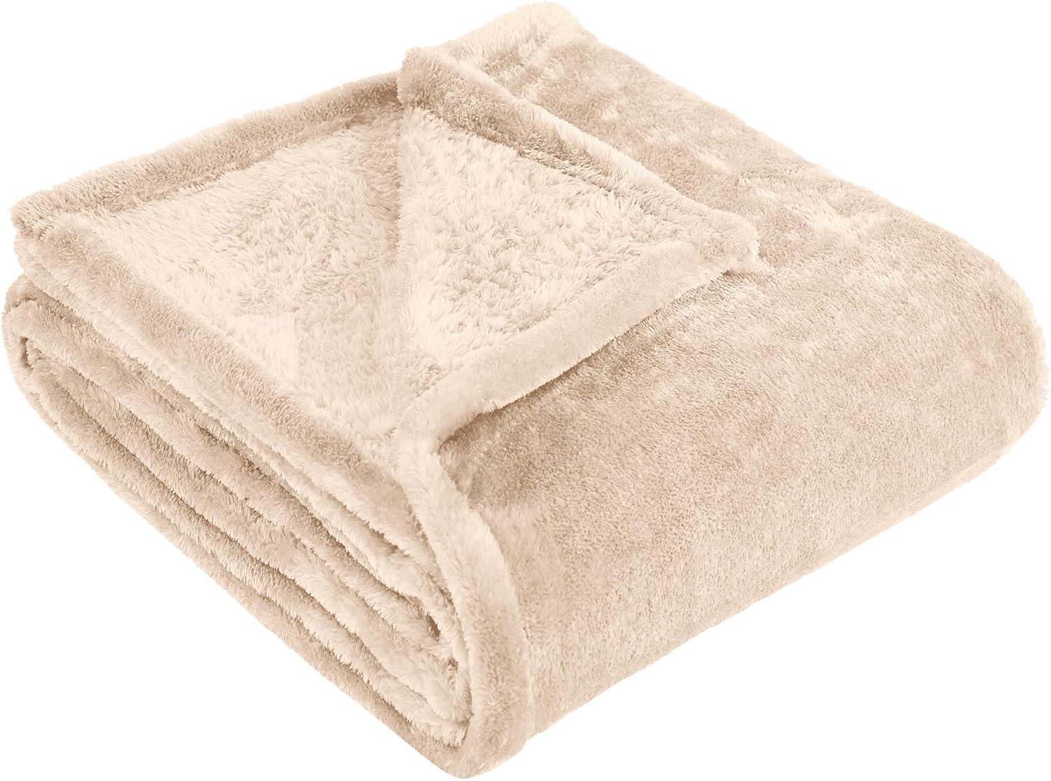 Superior Super Soft Plush Fleece Blanket, Adult/Teen, Throw 50" x 60", Linen