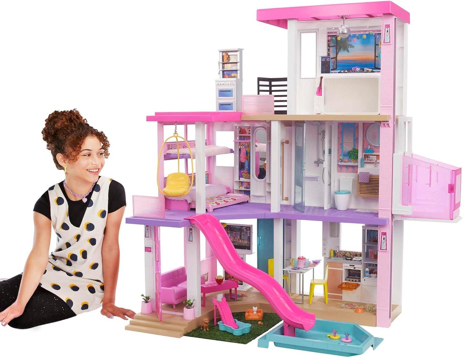 Barbie DreamHouse Playset with 10 Play Areas, 75+ Furniture & Accessories, Lights & Sounds