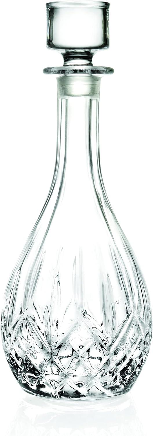 Elegant Clear Crystal Glass Wine Decanter with Stopper, 30 Oz