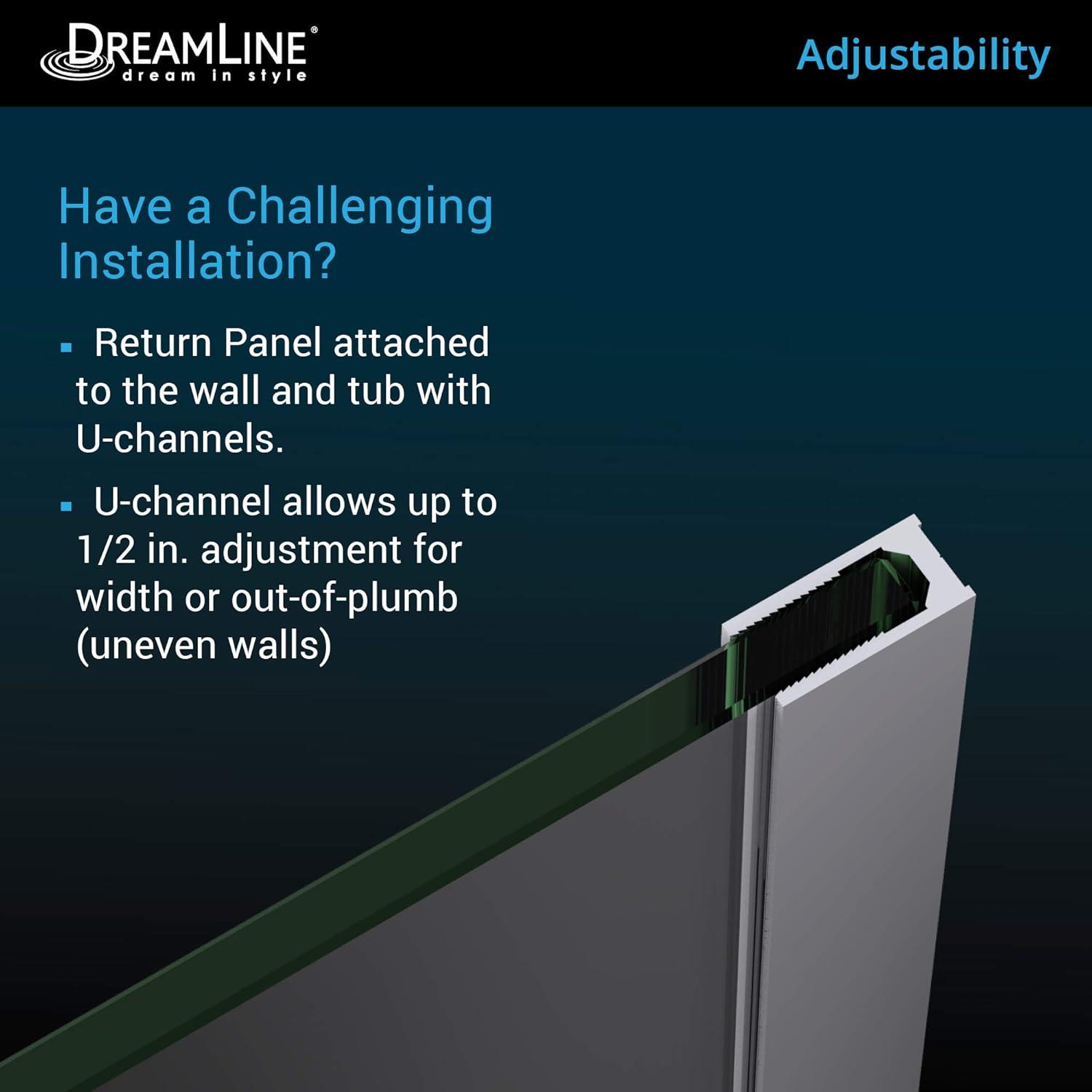 Aqua Uno 56" W x 58" H Hinged Semi-Frameless Tub Door