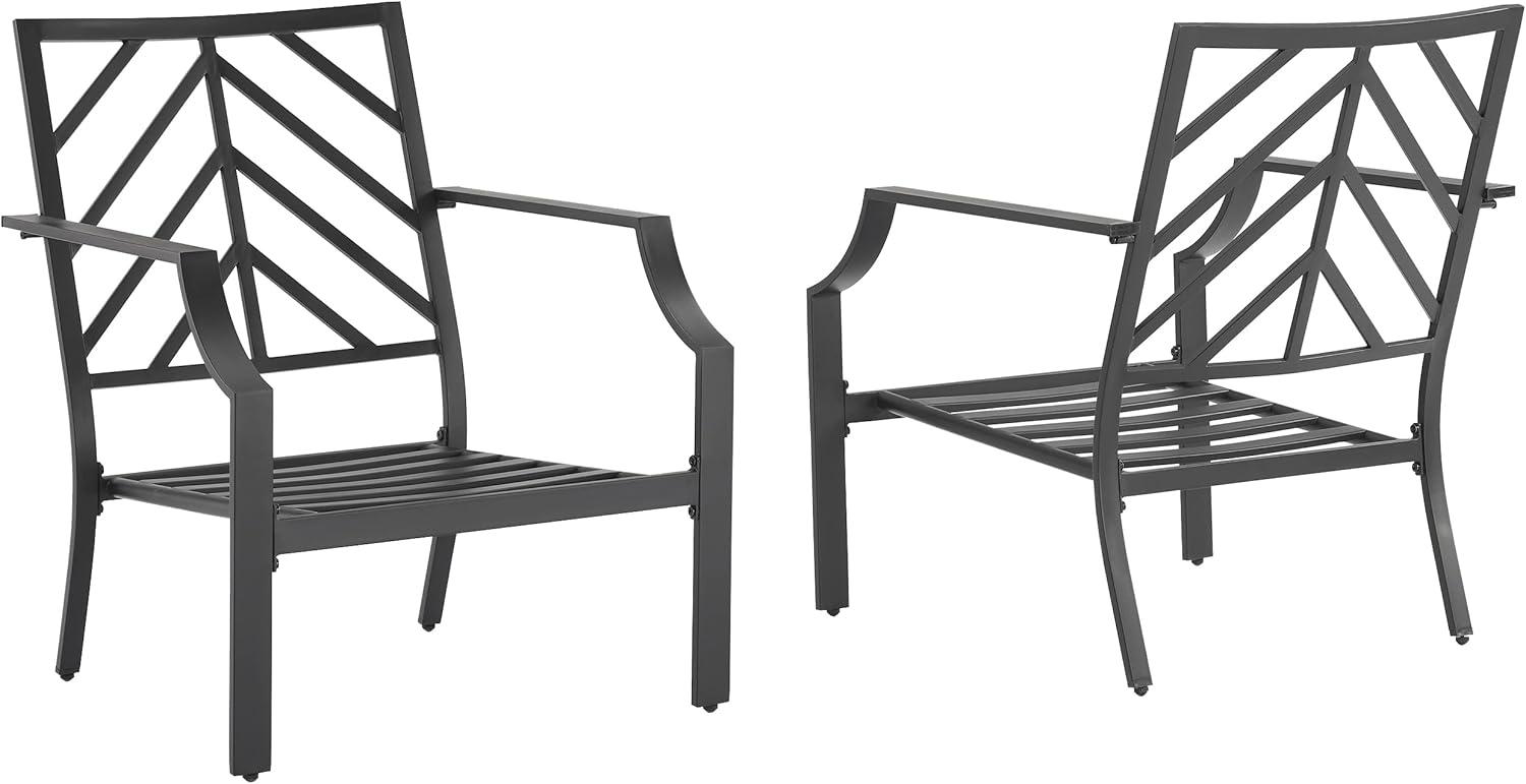 Crosley Furniture Otto 17.5" Metal Outdoor Chair in Gray/Matte Black (Set of 2)