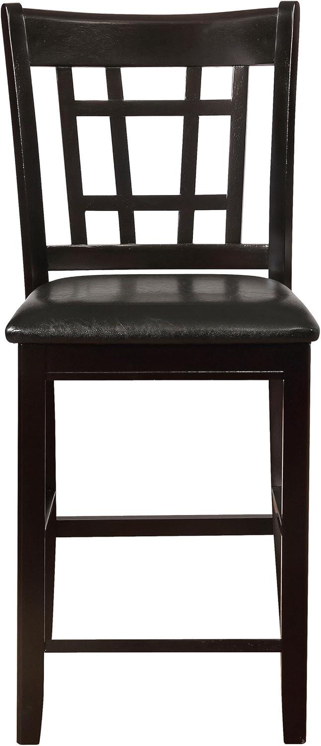Espresso Oak Veneer Counter Height Dining Set with Black Fabric Chairs