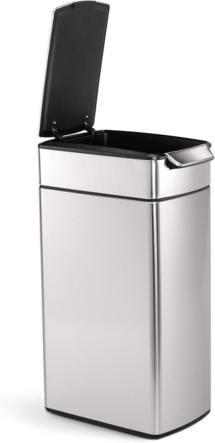 simplehuman 40 Liter / 10.6 Gallon Slim Touch-Bar Kitchen Trash Can, Brushed Stainless Steel