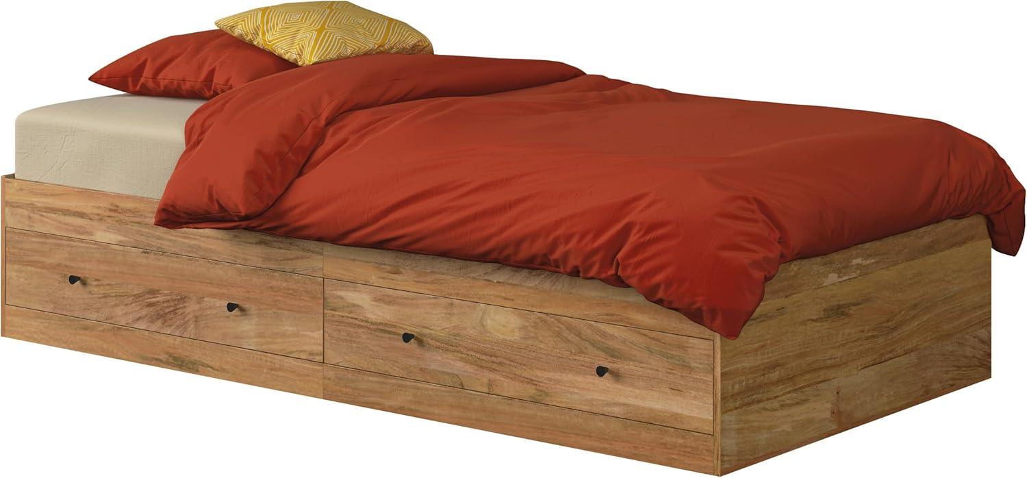 Sindoori Mango Twin Wood Frame Bed with 2 Storage Drawers