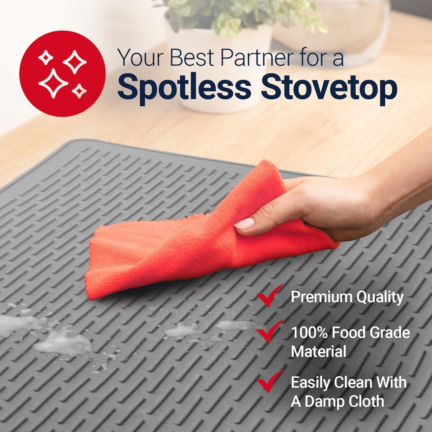 Stove Top Covers for Electric Stove by Linda's Essentials (30 x 21 Inch) - Silicone Mat for Glass Cooktop, Heat-Resistant Cover Protector, Electric Cooktop Mat with Anti-Slip Backing (Grey)