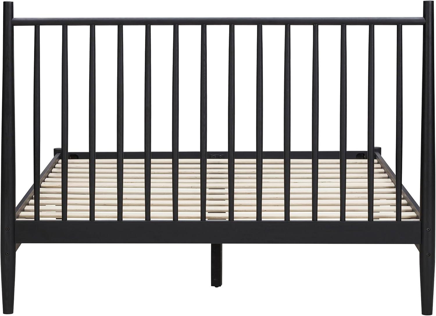 NTC Inno Solid Wood Bed Frame with Spindle Headboard and Silent Slats, 1000 lb Capacity