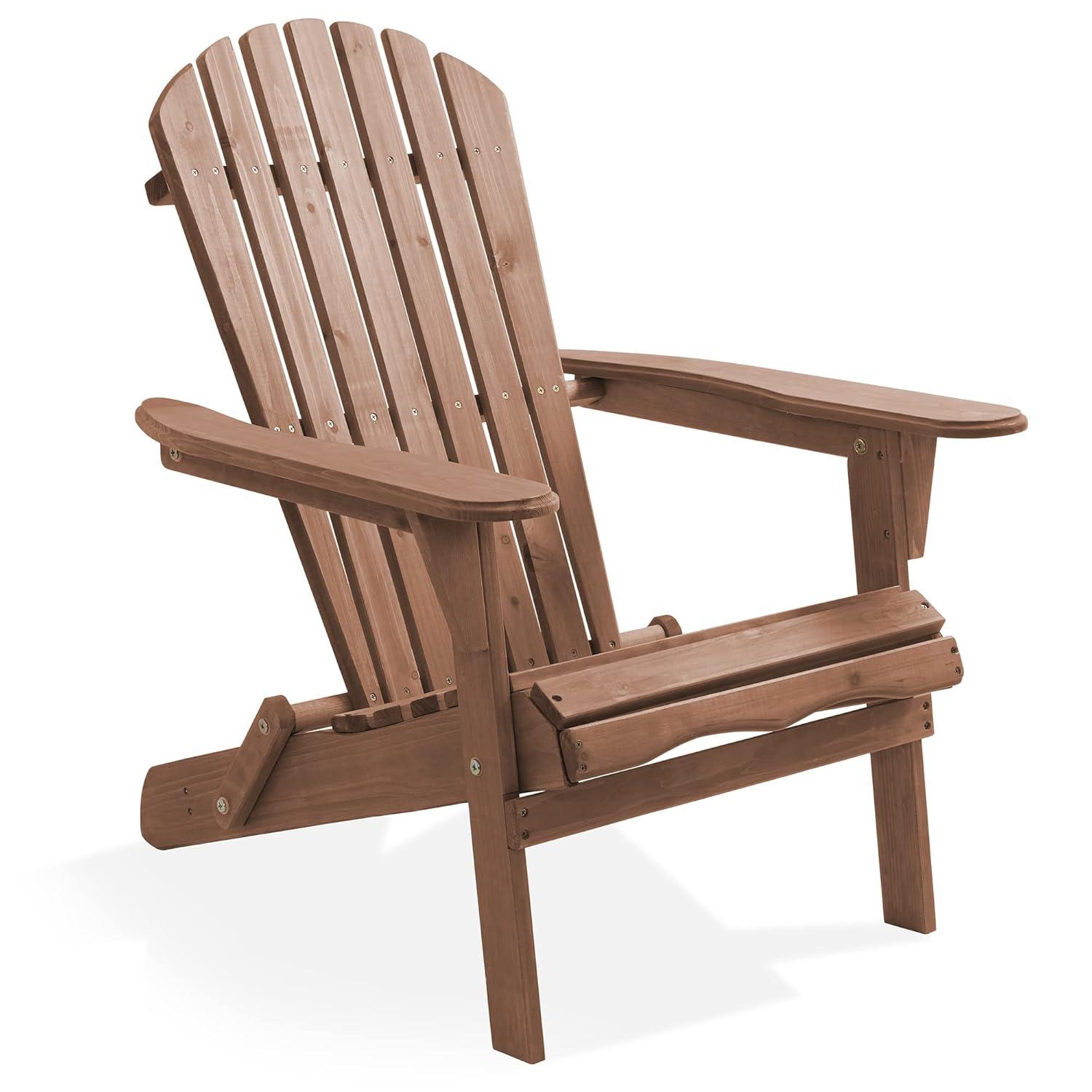 Casafield Folding Wooden Adirondack Chair, Pre-Assembled Backrest