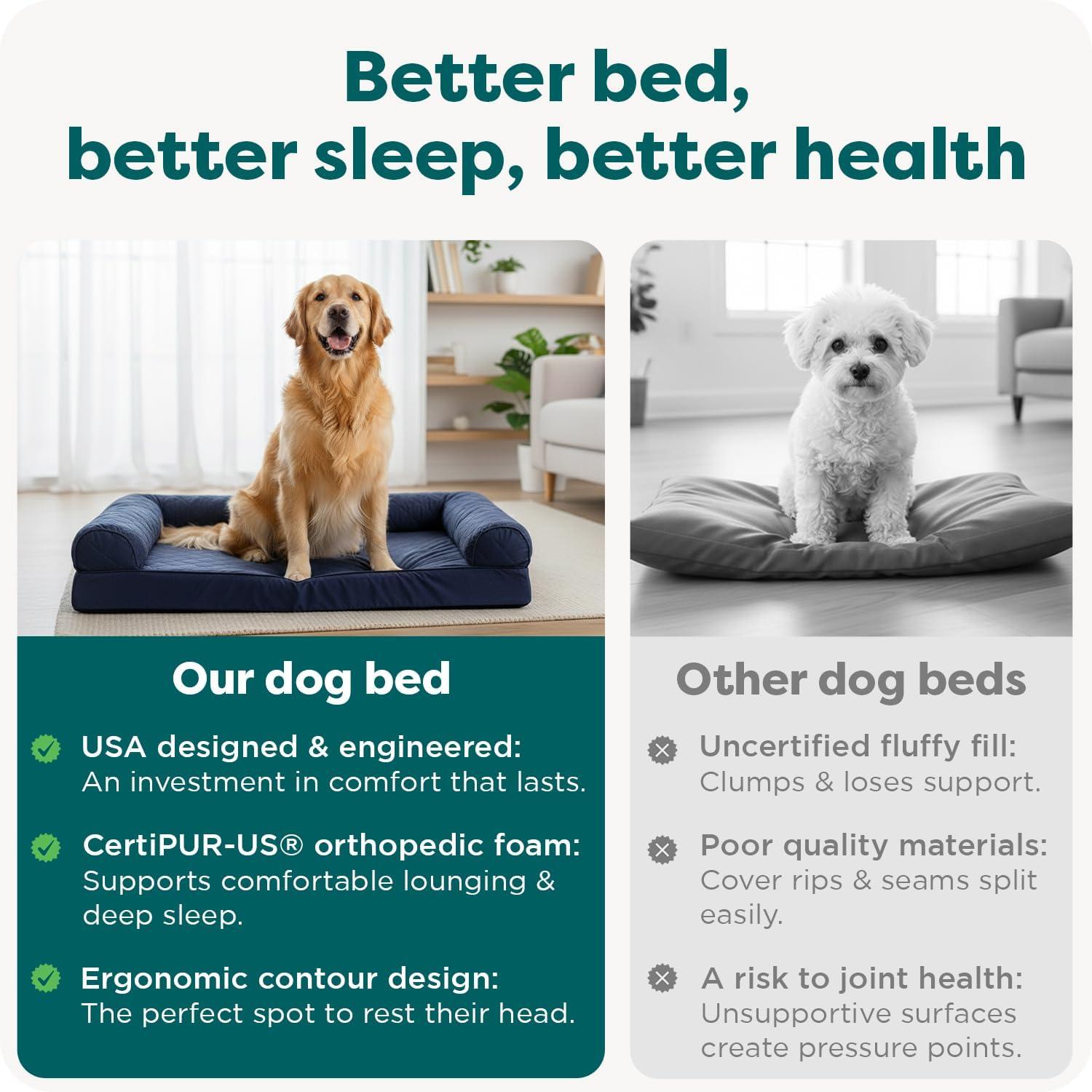 FurHaven Quilted Orthopedic Bolster Sofa Pet Bed