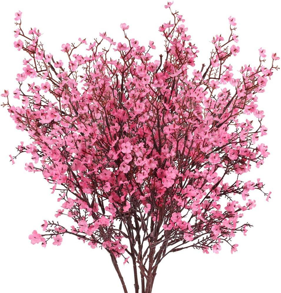 Viworld 6 Bundles Baby Breath Flowers Artificial Bulk Gypsophila Bouquets Pink Real Touch Silk Floral Arrangements for Table Centerpieces Wedding Home Farmhouse Party DIY Decor