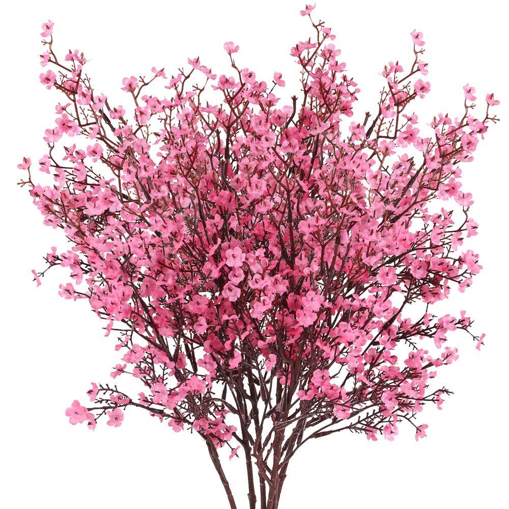 Viworld 6 Bundles Baby Breath Flowers Artificial Bulk Gypsophila Bouquets Pink Real Touch Silk Floral Arrangements for Table Centerpieces Wedding Home Farmhouse Party DIY Decor