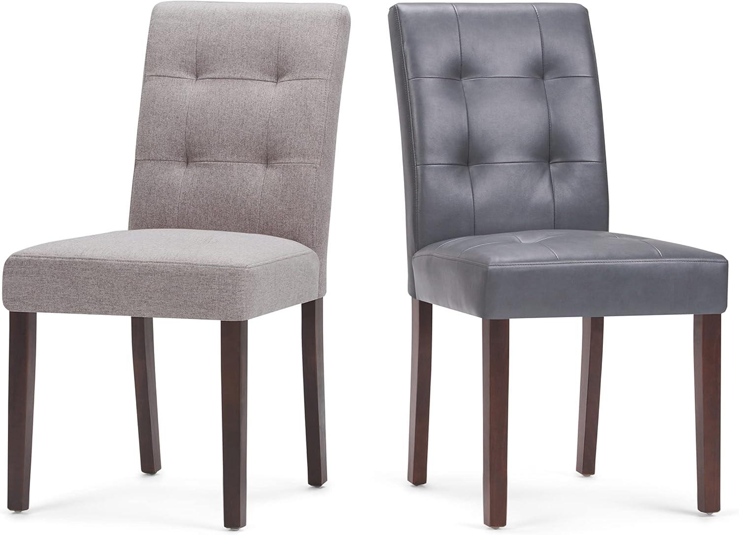 Stone Grey Faux Leather Upholstered Parsons Side Chair Set