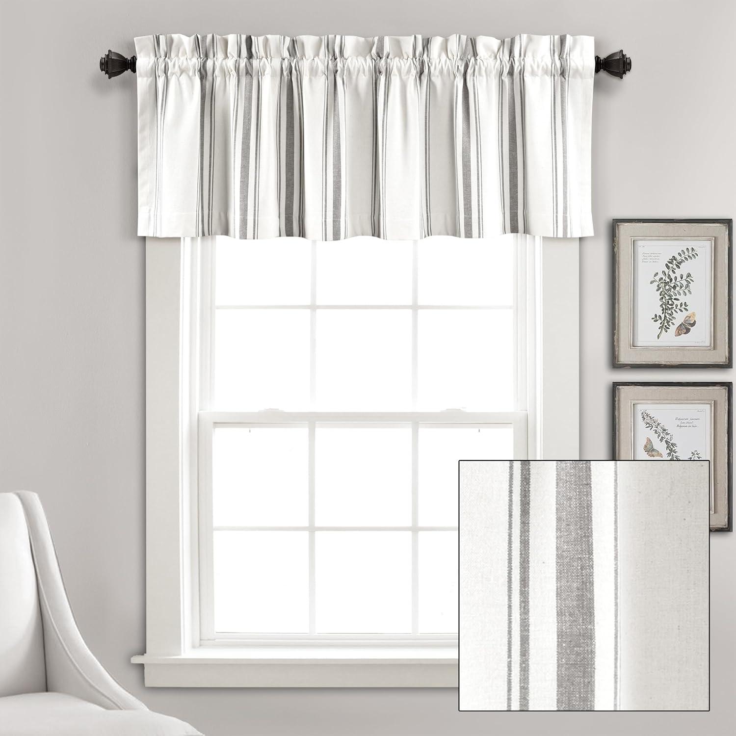 Lush Decor Farmhouse Stripe Striped Ruffled 52'' W Window Valance