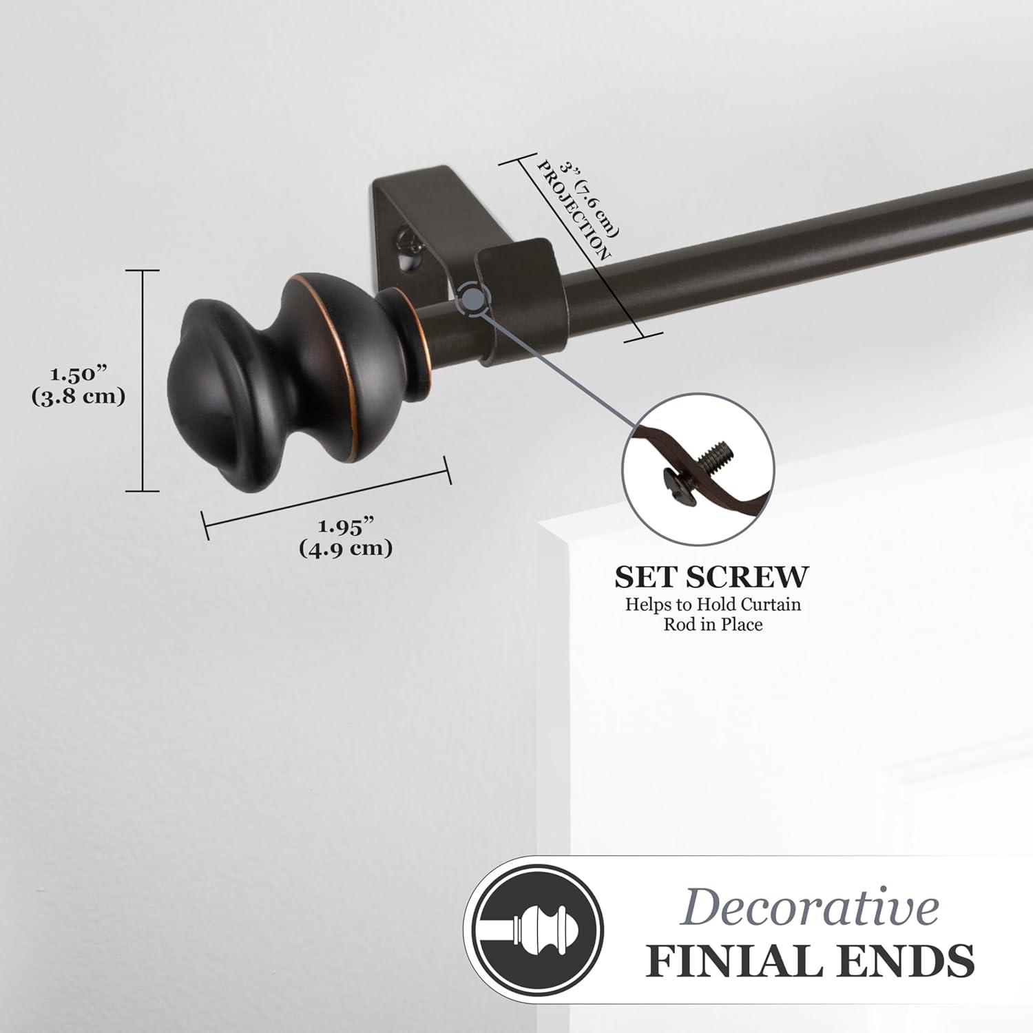 Kenney® Kendall 5/8" Standard Decorative Window Curtain Rod, 28-48", Oil Rubbed Bronze