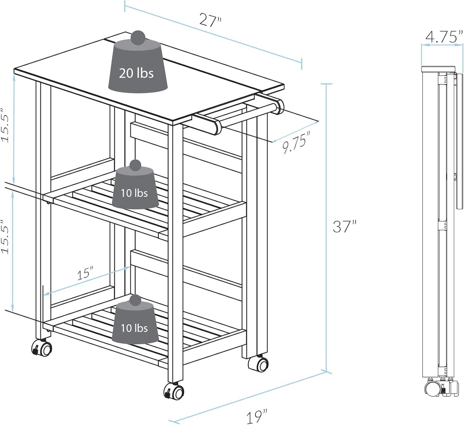 Casual Home 372-30 Trek Folding Kitchen Cart - Natural