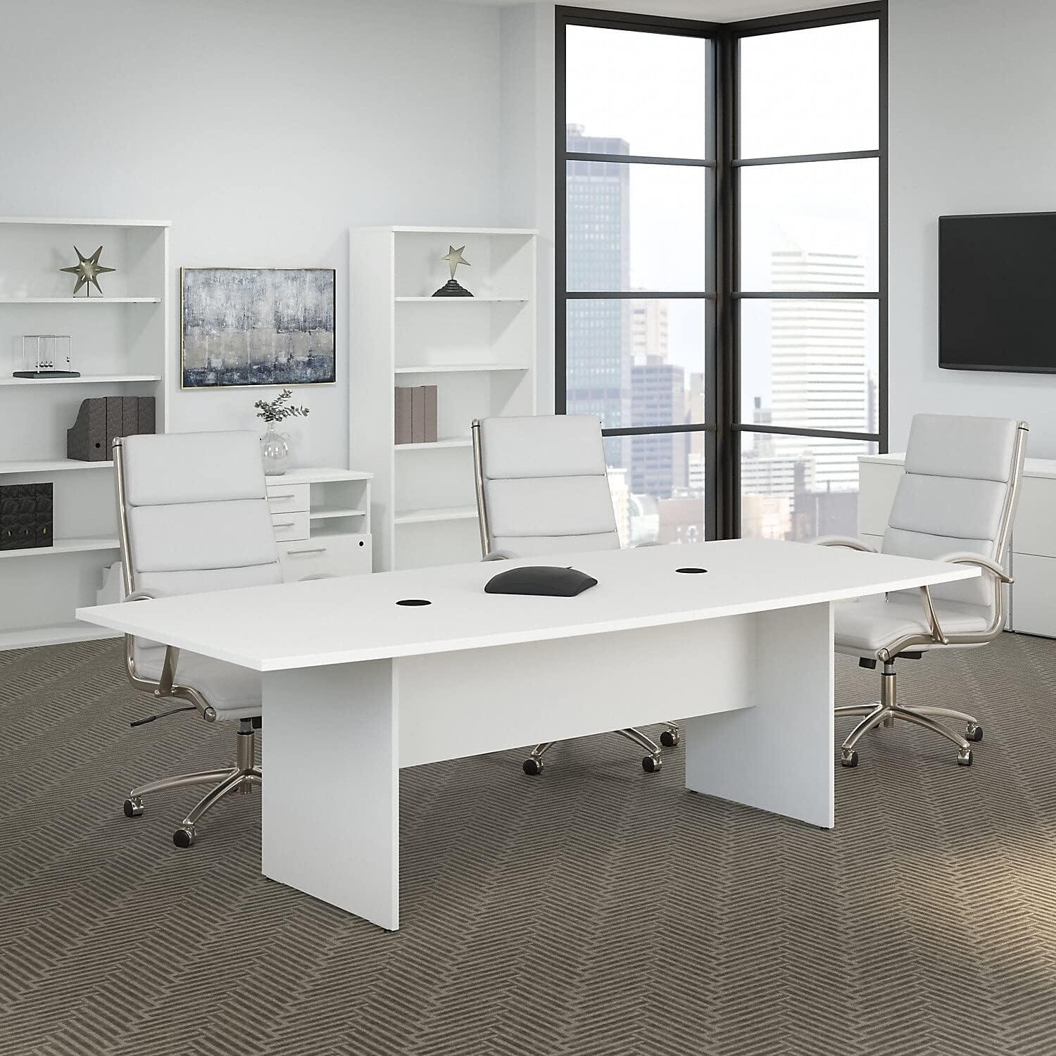 BBF 96W x 42D Boat Shaped Conference Table with Wood Base