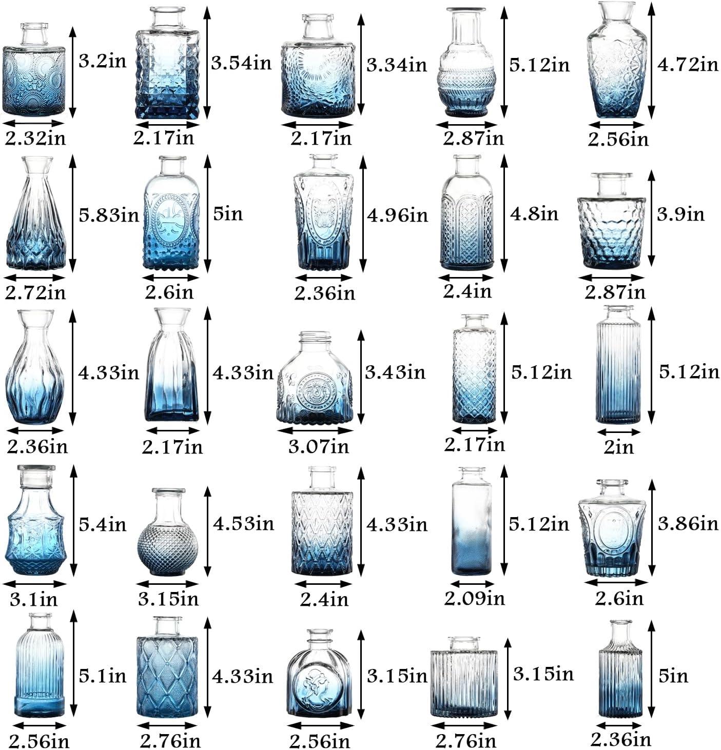 Bud Vases Set of 12, Small Glass Vases for Centerpieces, Small Flower Vases for Centerpieces, Vintage Mini Vase, Clear Bud Vase for Wedding Table Decor