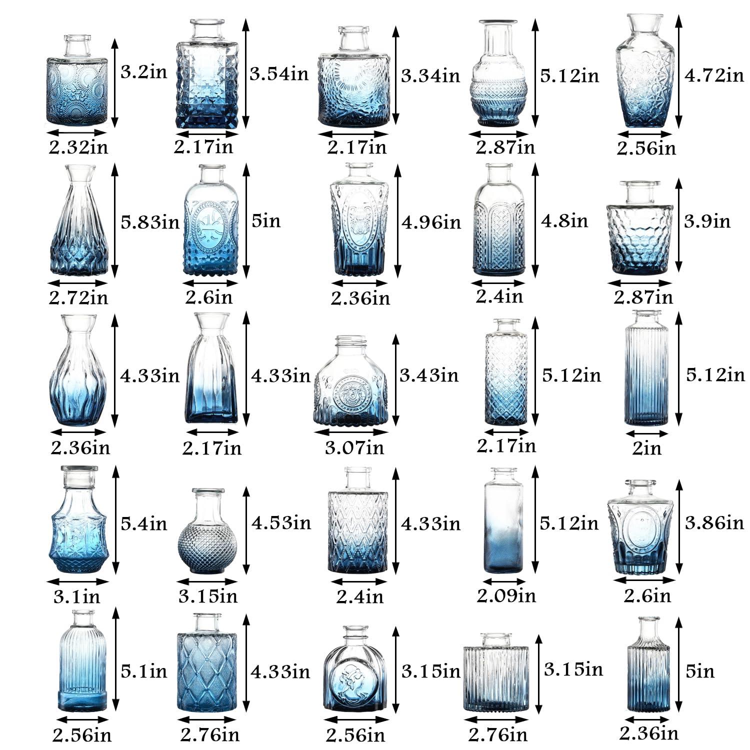 Bud Vases Set of 12, Small Glass Vases for Centerpieces, Small Flower Vases for Centerpieces, Vintage Mini Vase, Clear Bud Vase for Wedding Table Decor