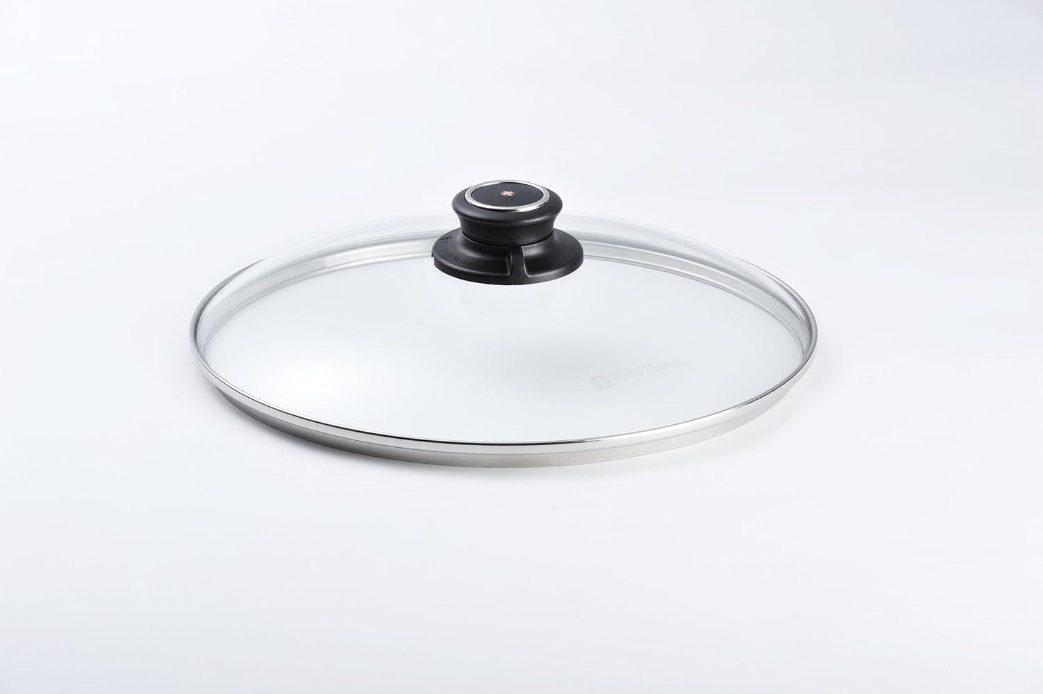 Swiss Diamond 10.25" (26cm) Round Heat Tempered Glass Lid With Adjustable Steam Valve