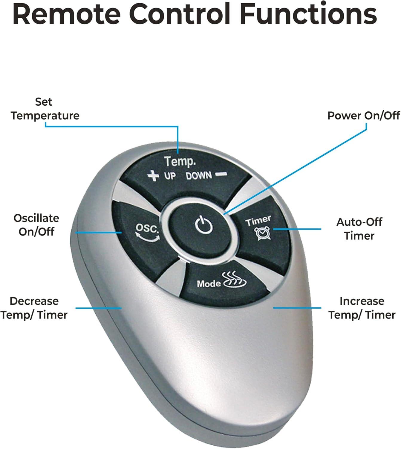 Comfort Zone Portable 1500W Ceramic Oscillating Digital Tower Space Heater