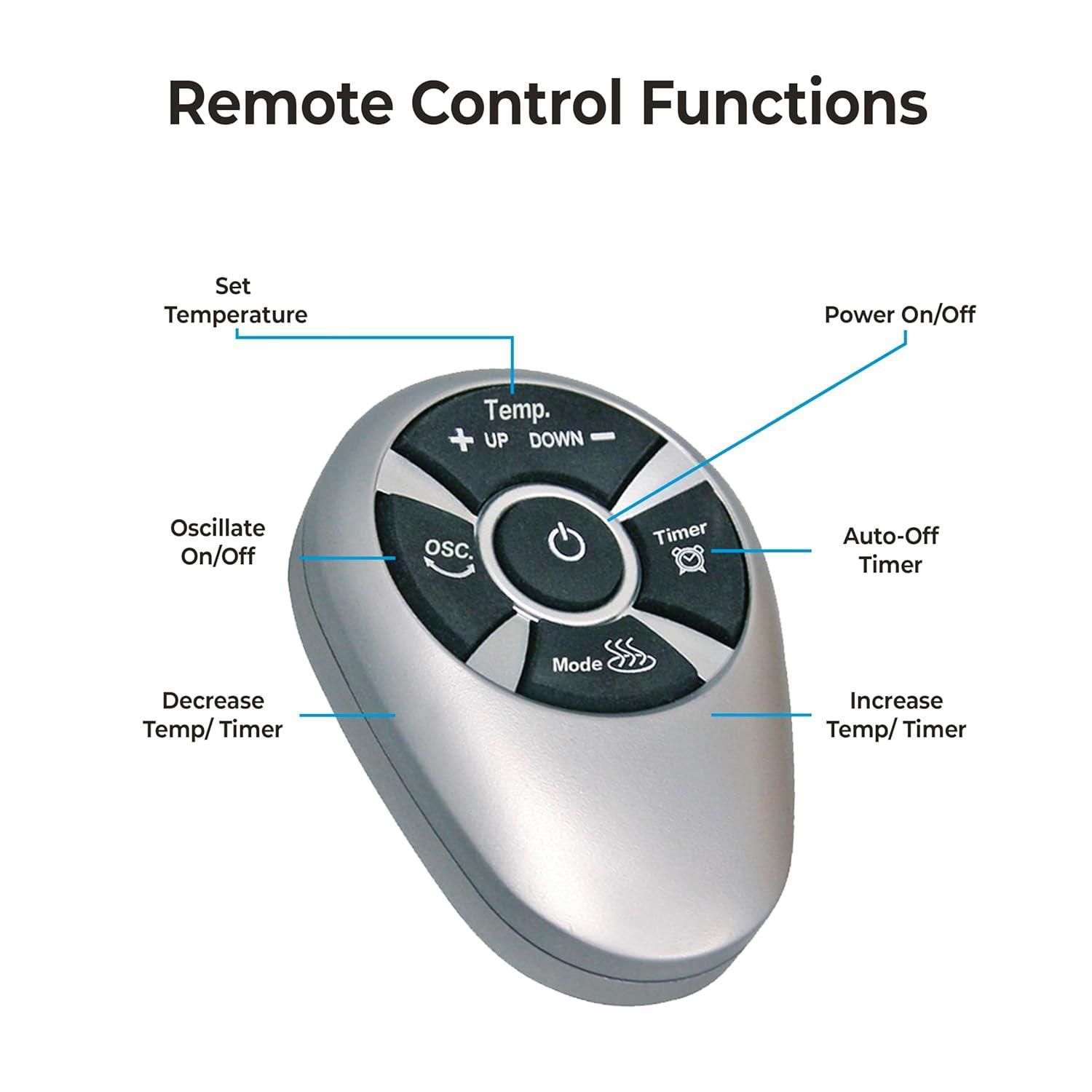 Comfort Zone Portable 1500W Ceramic Oscillating Digital Tower Space Heater