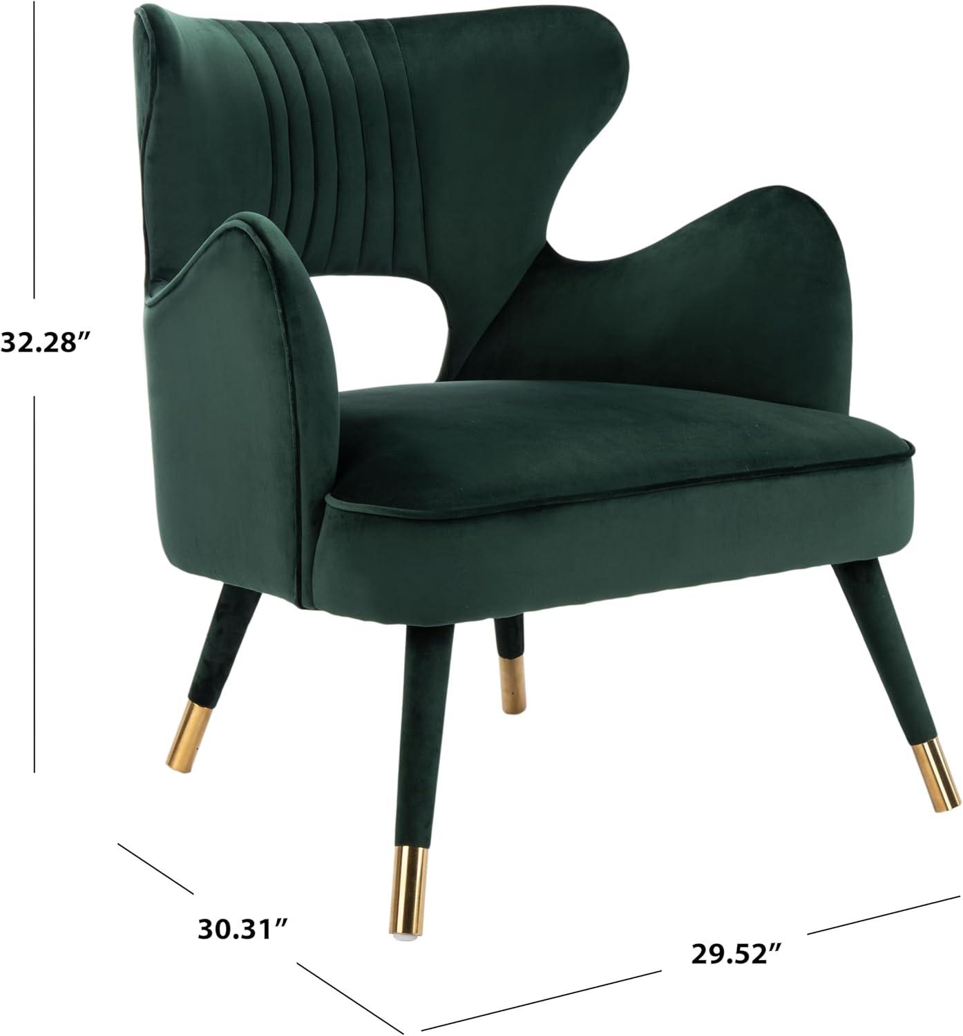 Blair Wingback Accent Chair - ACH4504 - Forest Green/Gold - Safavieh