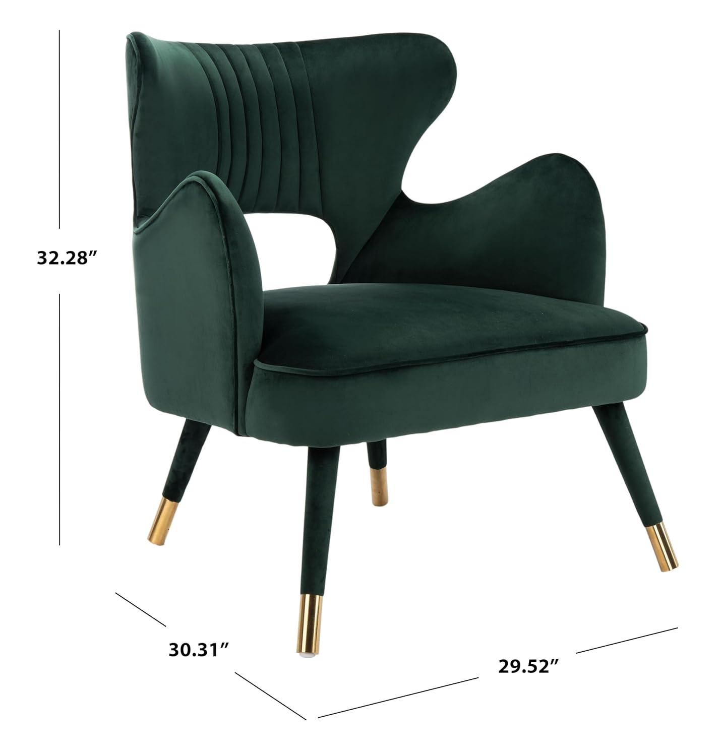 Blair Wingback Accent Chair - ACH4504 - Forest Green/Gold - Safavieh
