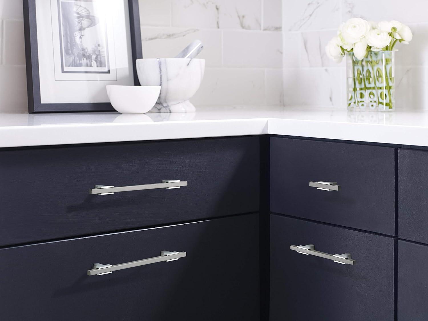 Amerock Urbanite 6-5/16 inch (160mm) Center-to-Center Polished Chrome/Black Chrome Cabinet Pull