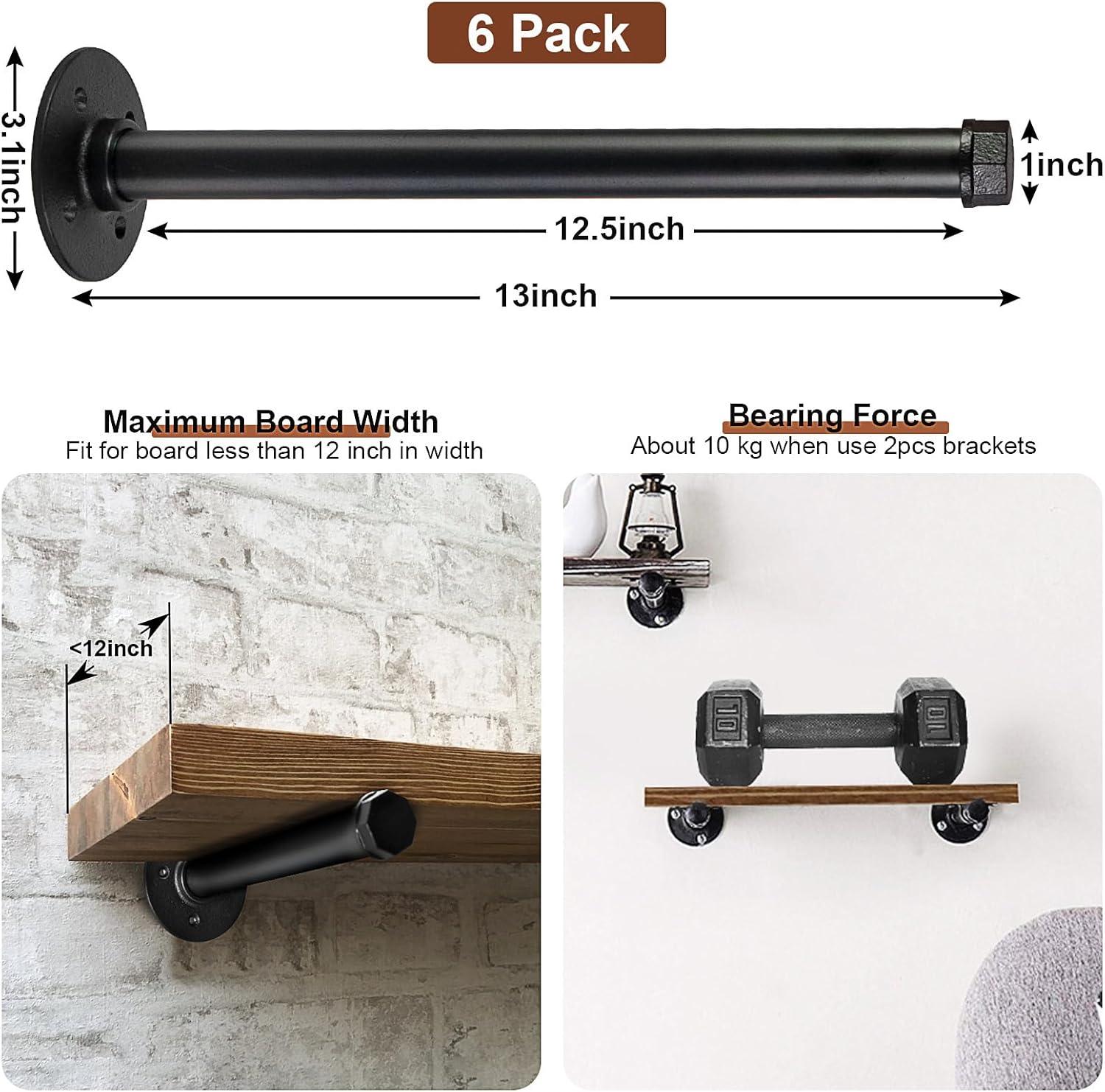 Trent Austin Design® 6 Pcs Industrial Pipe Clothes Bar 10 Inch - Wall Mount Clothing Rack - Face Out Closet Rods