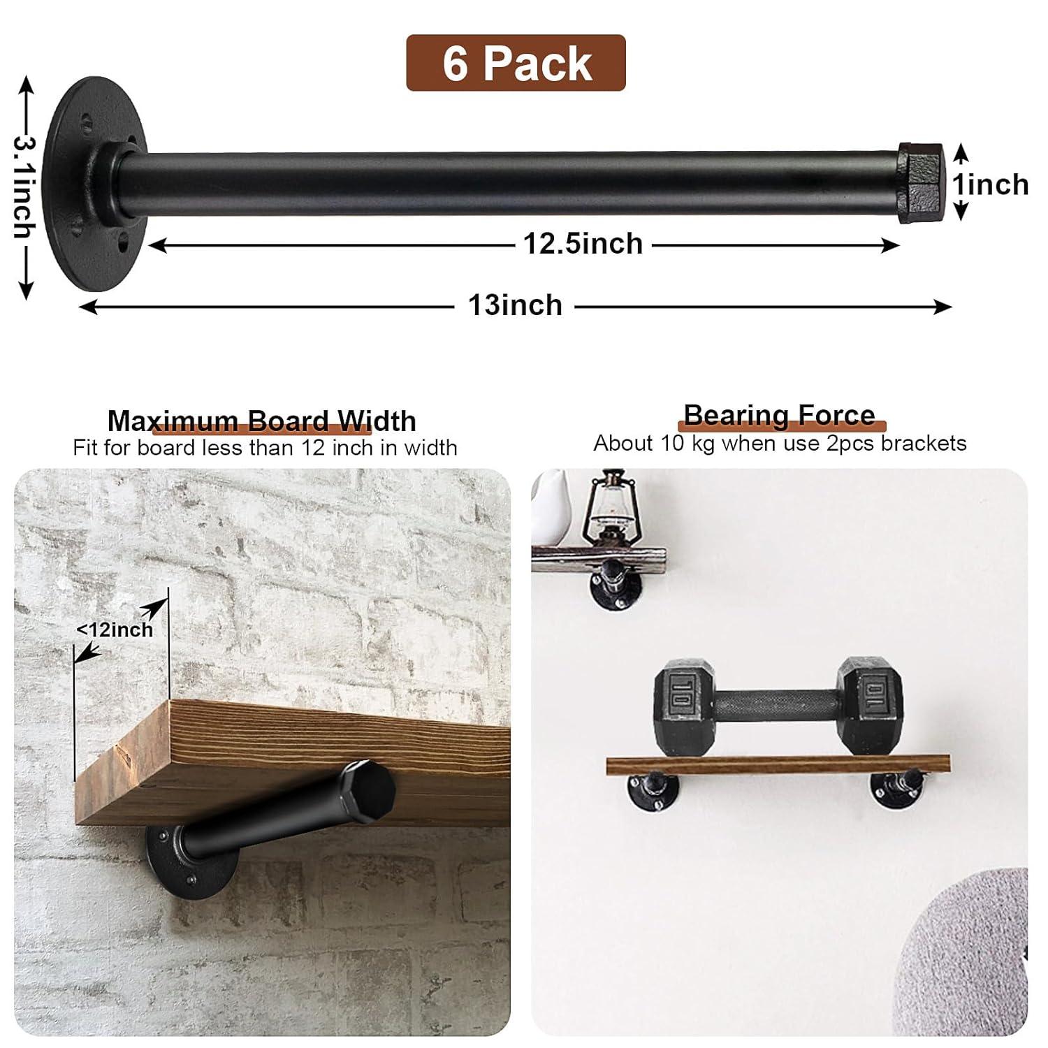 Trent Austin Design® 6 Pcs Industrial Pipe Clothes Bar 10 Inch - Wall Mount Clothing Rack - Face Out Closet Rods