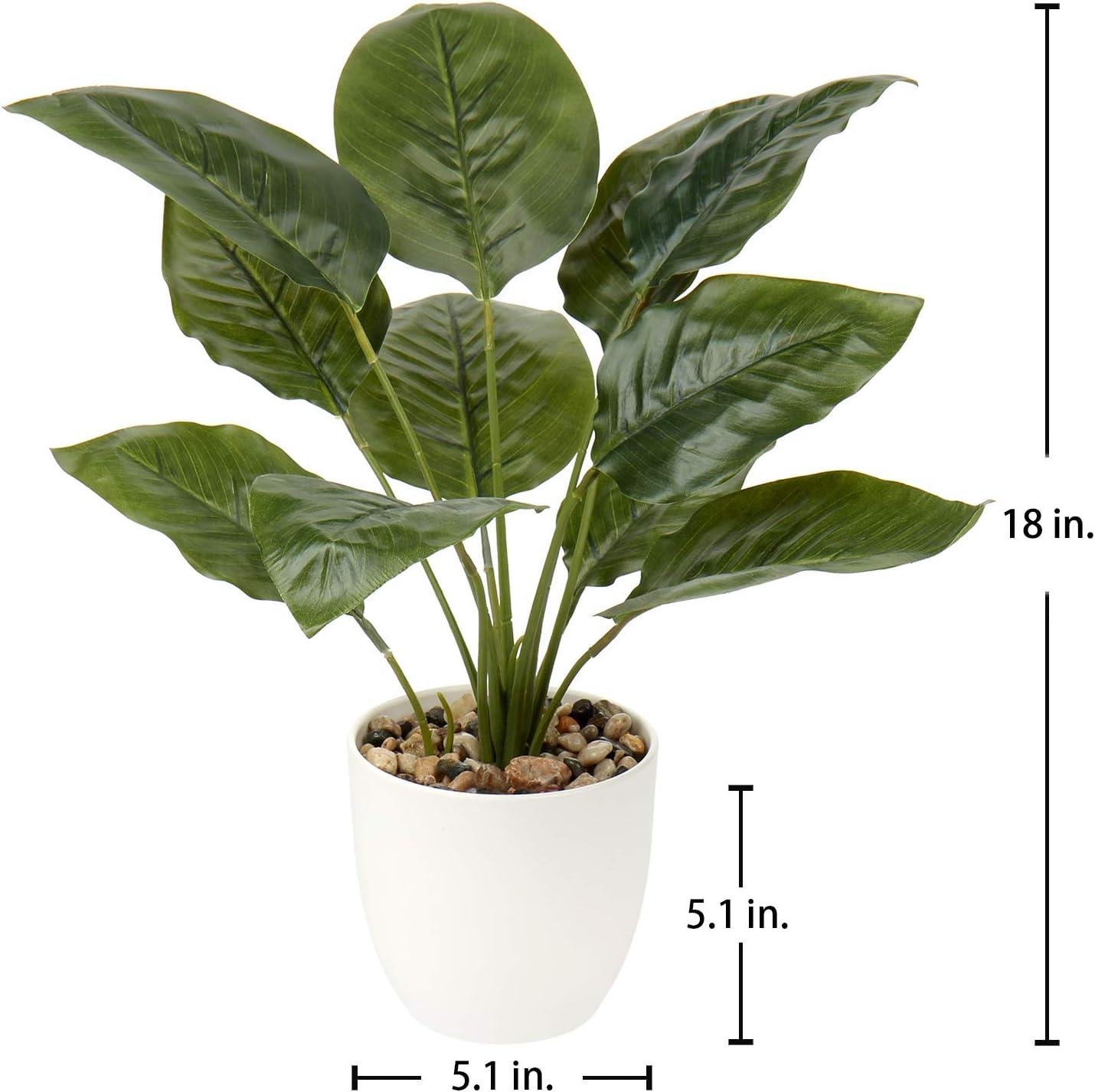 18"Fake Potted Plant Artificial Canna Plants Floor Tropical Plants with White Pot Indoor Home Decor