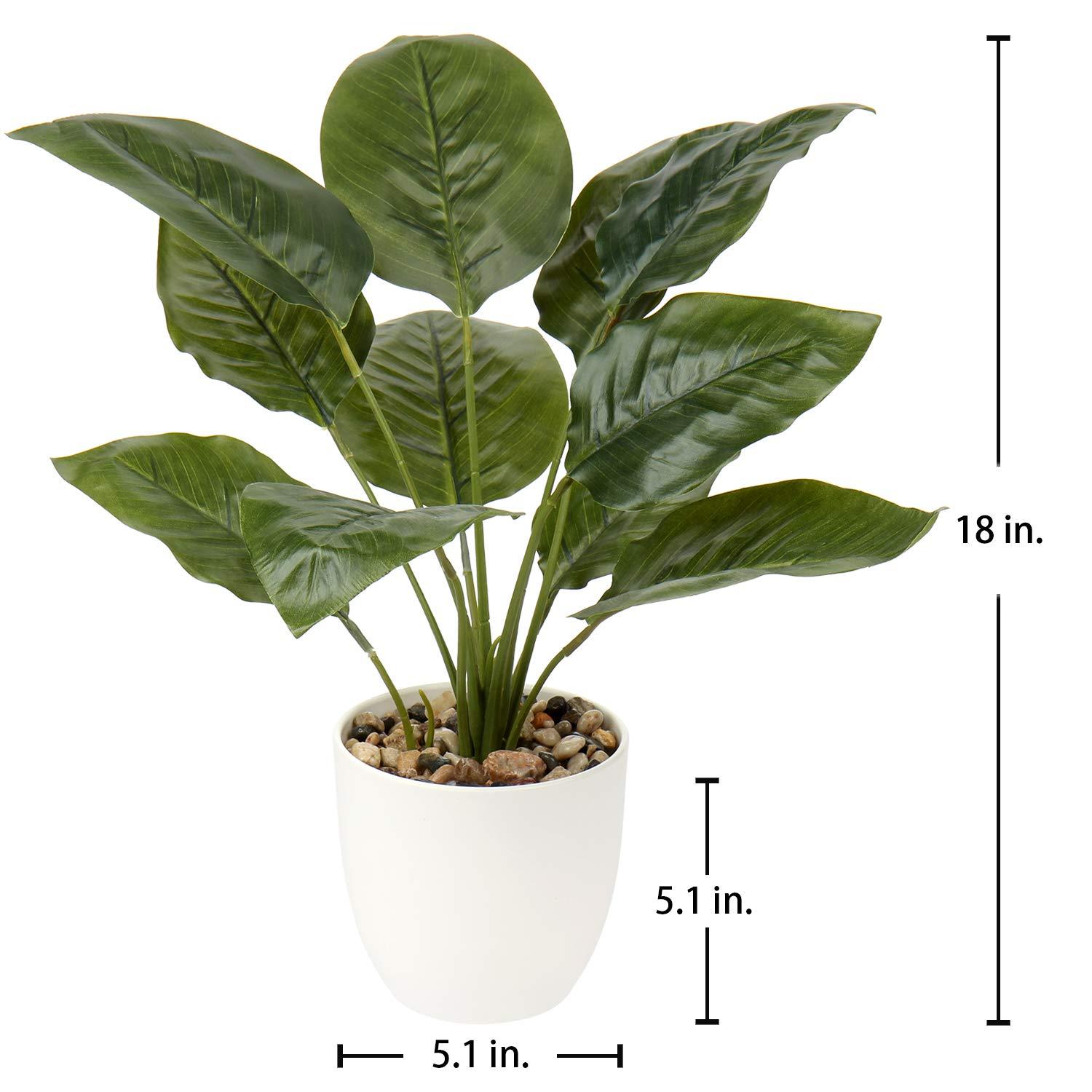 18"Fake Potted Plant Artificial Canna Plants Floor Tropical Plants with White Pot Indoor Home Decor