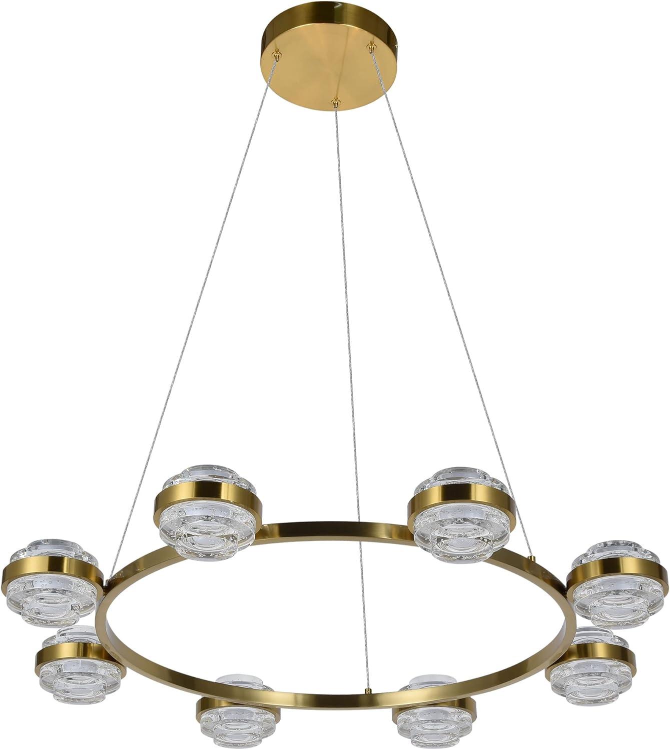Milano 33-In Ring 8-Light Height Adjustable ETL Certified Integrated LED Circular Chandelier