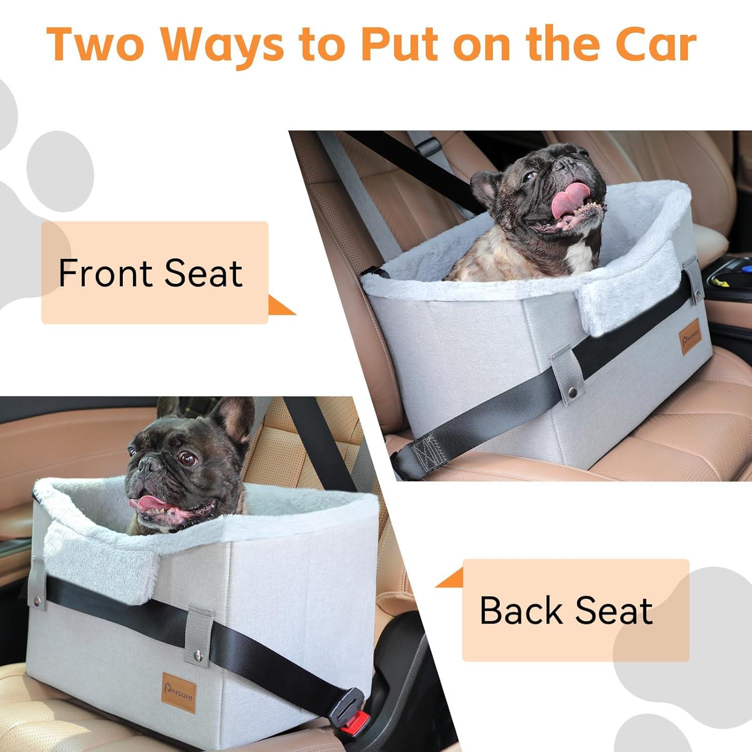PETSFIT Dog Car Seats for Small Dogs, Portable Dog Booster Car Seat with Patent Safe Buckles,Pets Up to 25lbs ,Grey