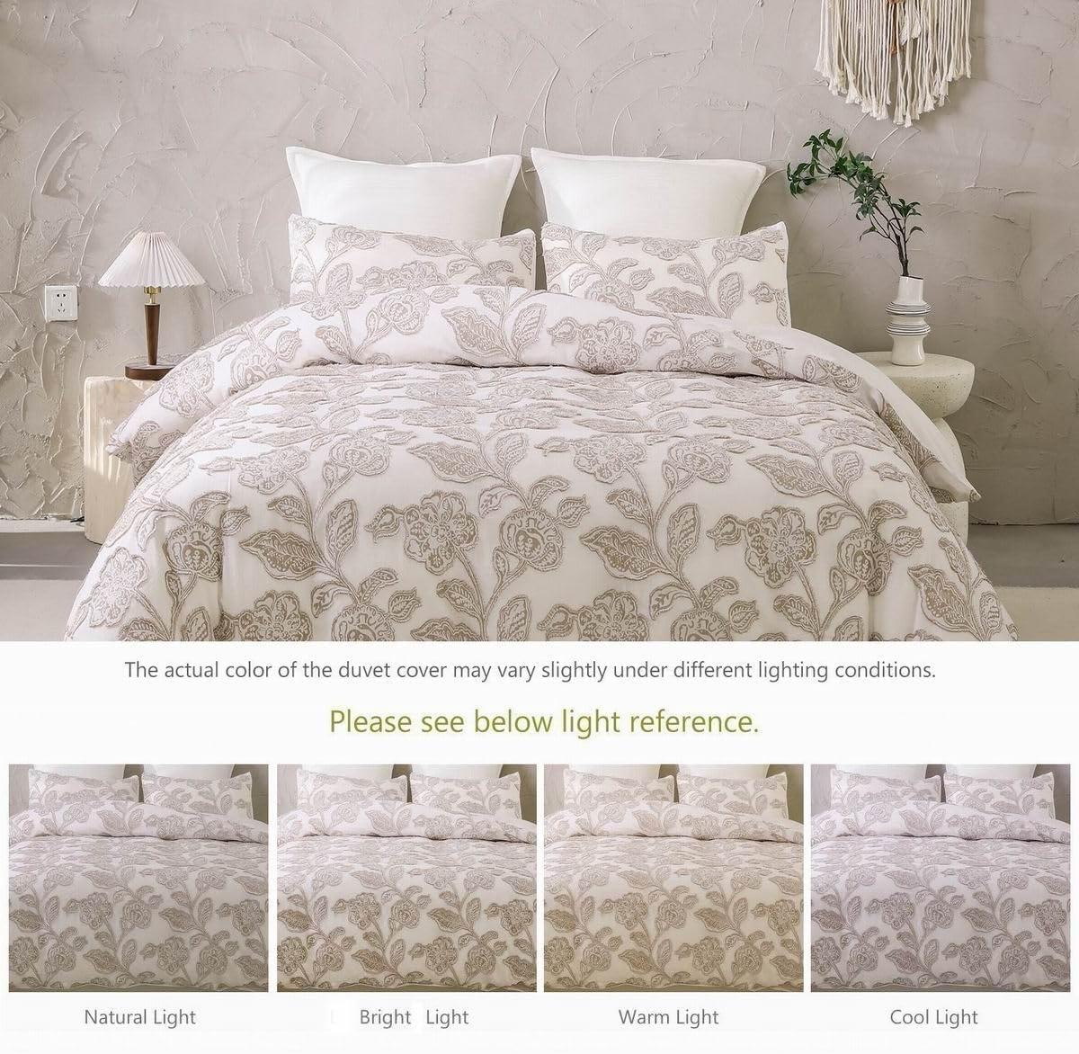 Cotton Clipped Jacquard Jacobean Floral Duvet Cover Set