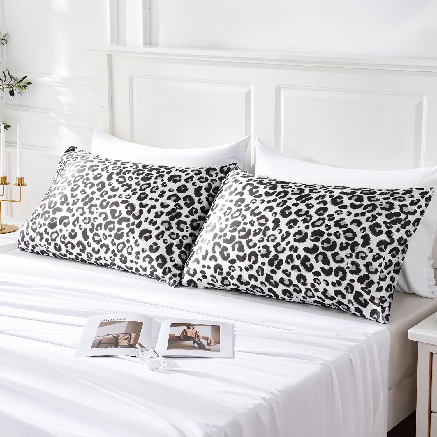 ANMINY Satin Pillowcase Set of 2 Standard Silk Bedding Pillowcases 26" x 20" Pillow Cover, White