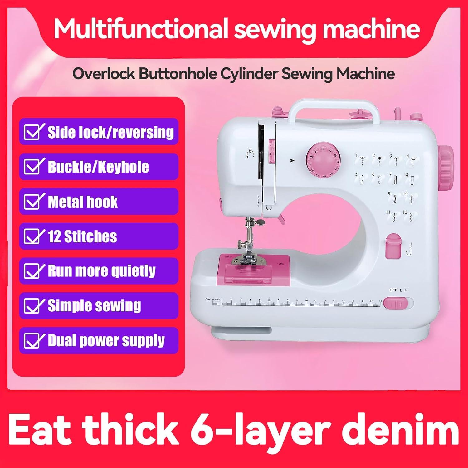 VIFERR Portable Sewing Machine, Mini Handheld Electric Sewing Machines 12 Stitches for Beginners Kids - Pink