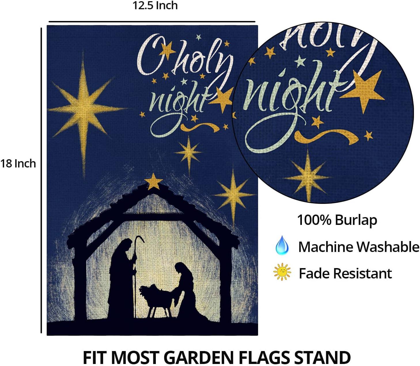Christian Christmas Nativity Scene O Holy Night Garden Flags 12"x18" Double Sided Banner Decoration For Home Yard Lawn