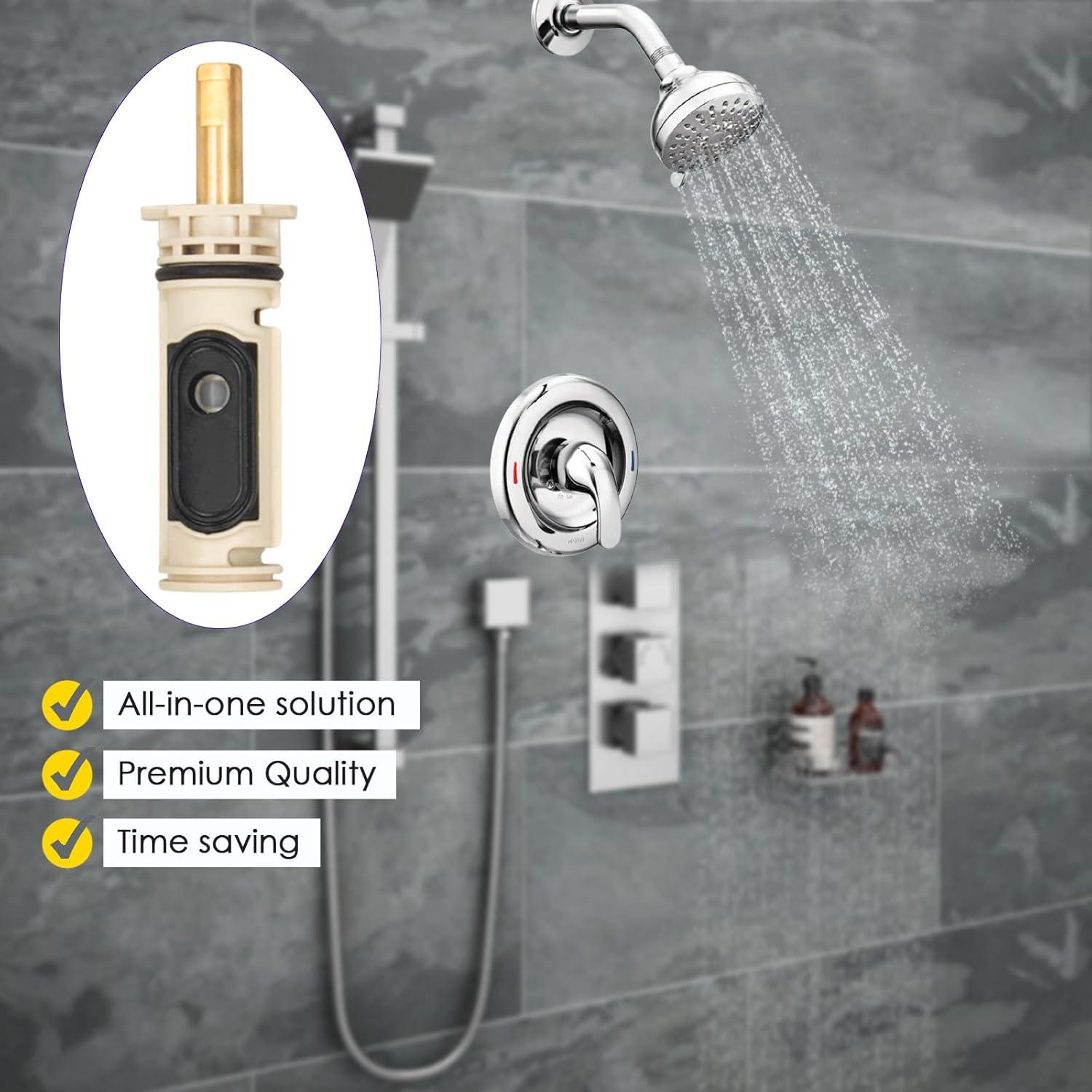 1222 Replacement Cartridge with Moen 104421 Cartridge Puller Removal Tool Retainer Clip Compatible with Moen One-Hanlde Posi Temp 1222B Shower Bathtub Faucet (1222 cartridge +104421 cartridge puller)