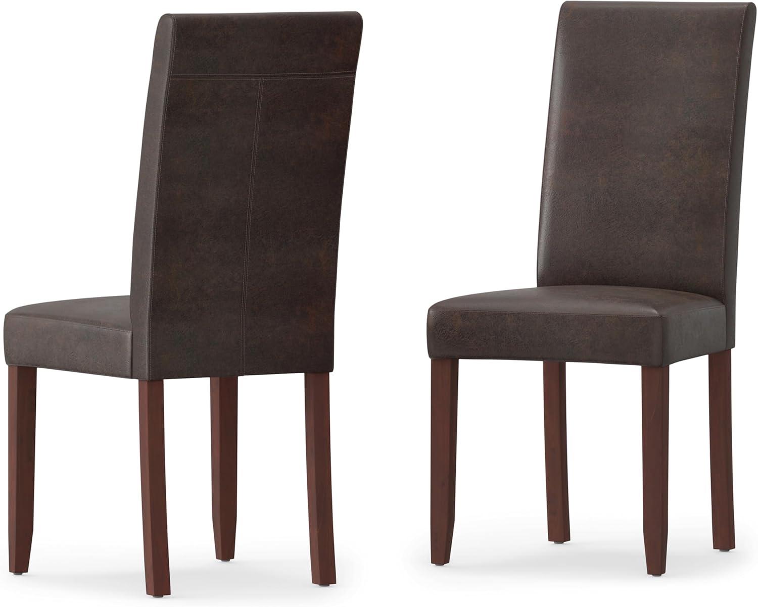 Simpli Home Acadian Andover Upholstered Parson Dining Chair with Tufted Backrest and Solid Wood Frame (Set of 2)