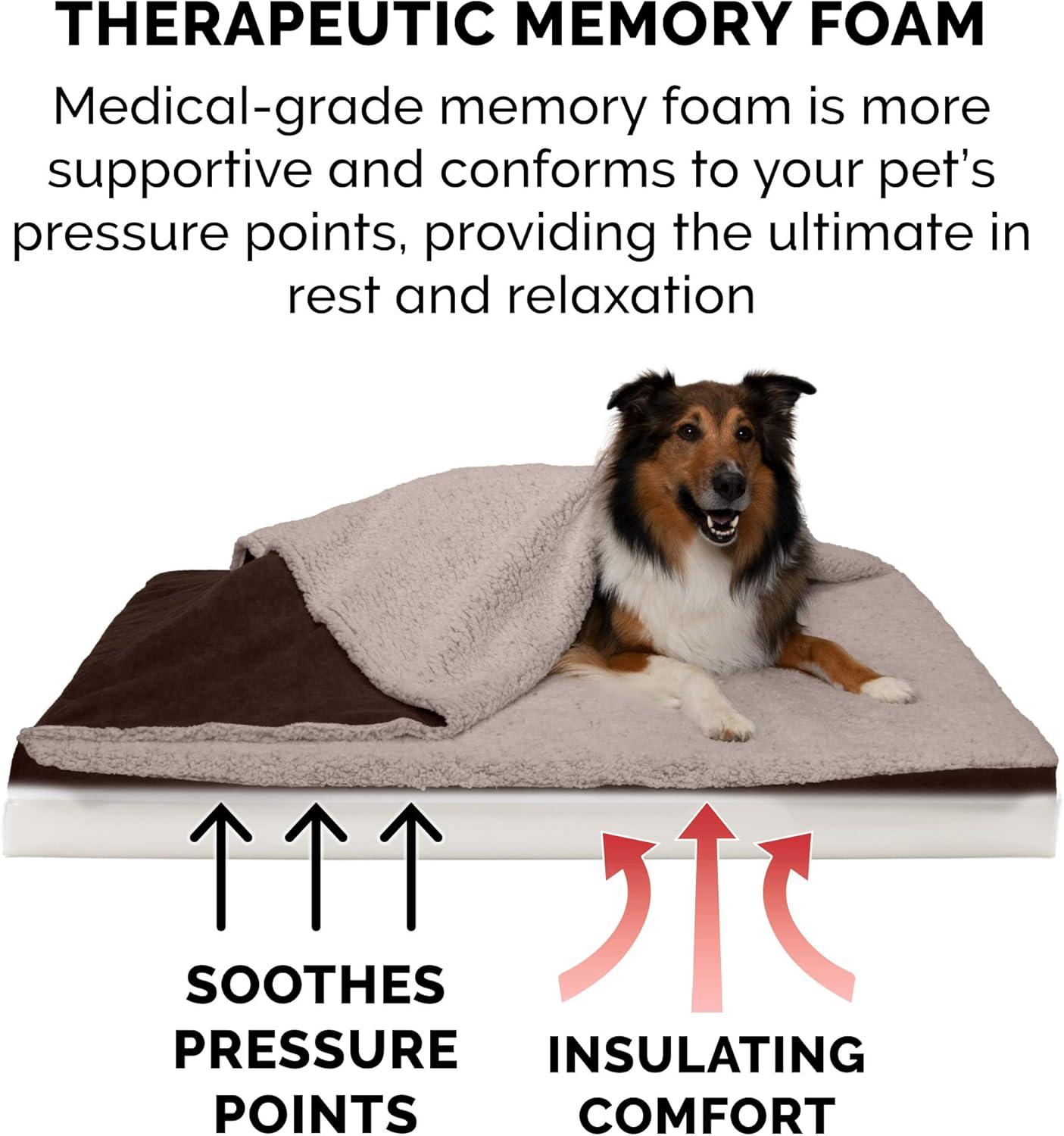FurHaven Berber and Suede Blanket Top Mattress Memory Foam Dog Bed