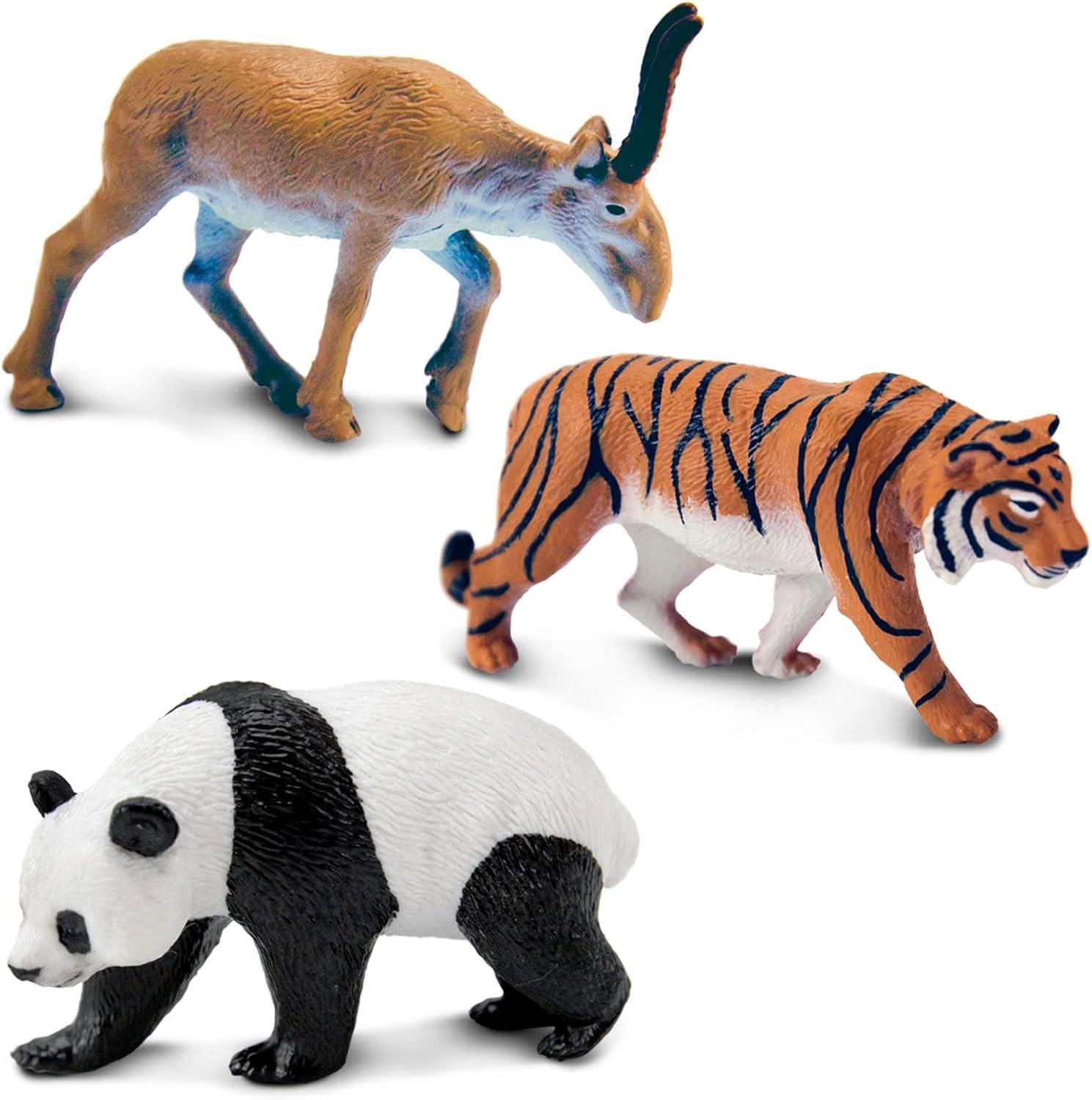 Safari Ltd. Asian Animals TOOB - Set of 8 Mini Figurines - Asian Elephant, Indian Rhino, Orangutan, Panda Bear, Tiger, Antelope, Philippine Eagle, and Gavial - Toys for Boys, Girls & Kids Ages 3+