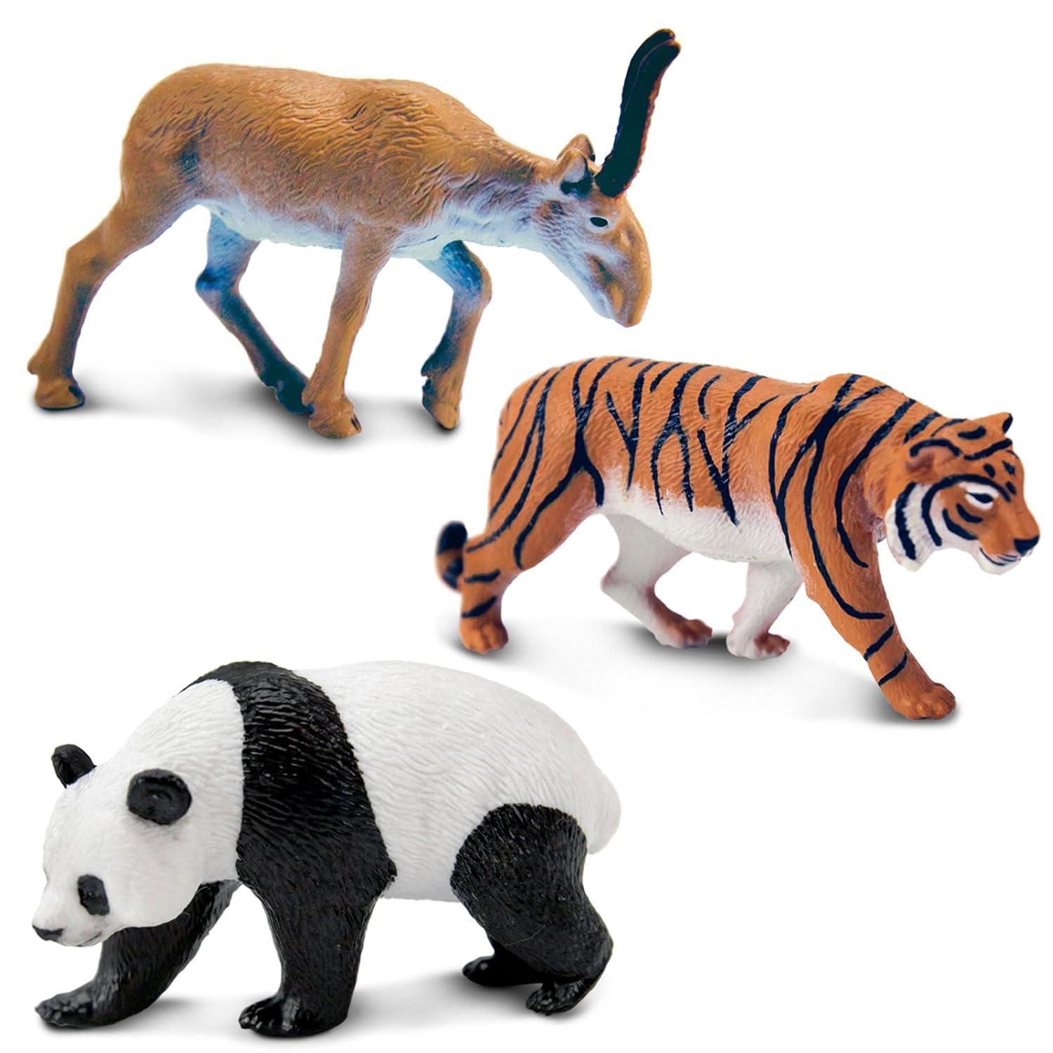 Safari Ltd. Asian Animals TOOB - Set of 8 Mini Figurines - Asian Elephant, Indian Rhino, Orangutan, Panda Bear, Tiger, Antelope, Philippine Eagle, and Gavial - Toys for Boys, Girls & Kids Ages 3+