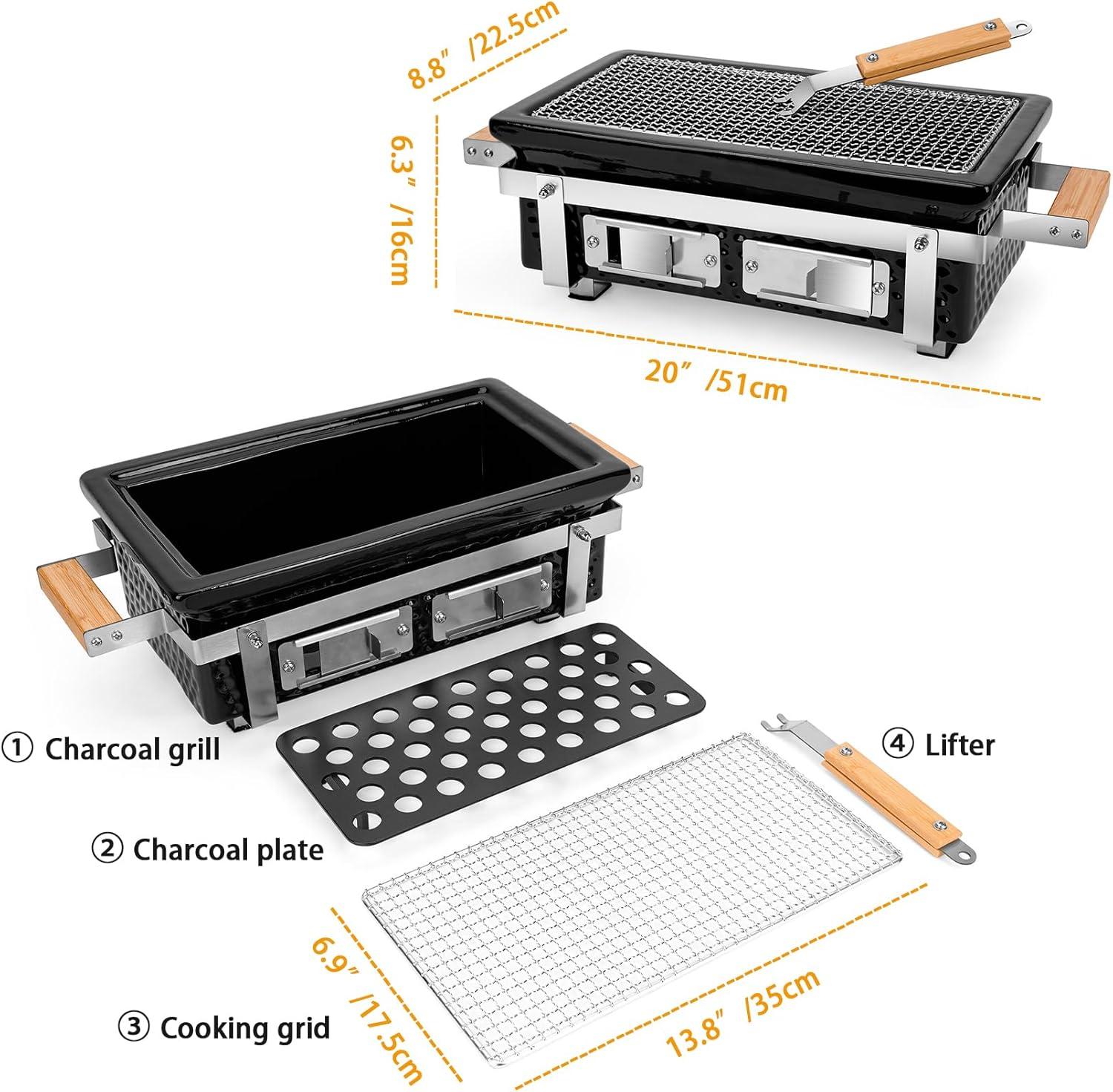Square16''Charcoal BBQ Grill Hibachi Grill