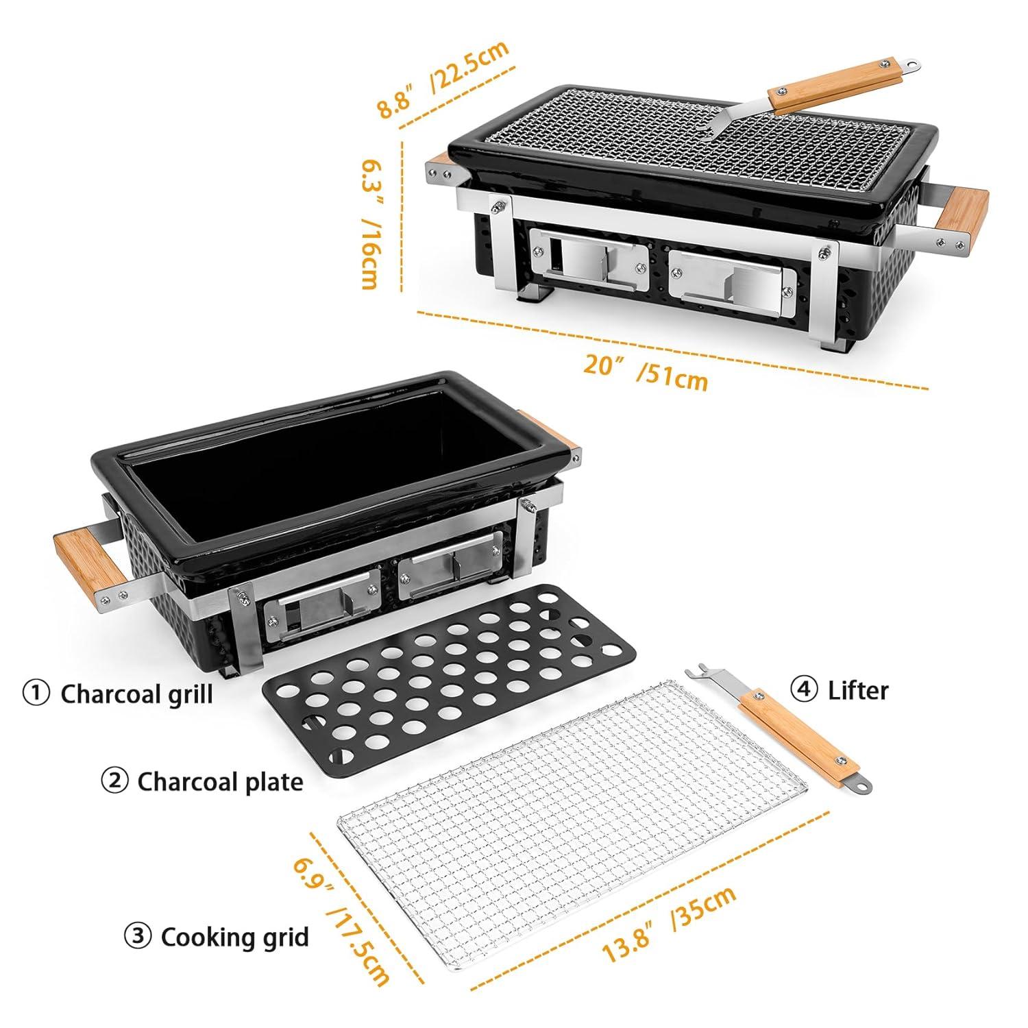 Square16''Charcoal BBQ Grill Hibachi Grill