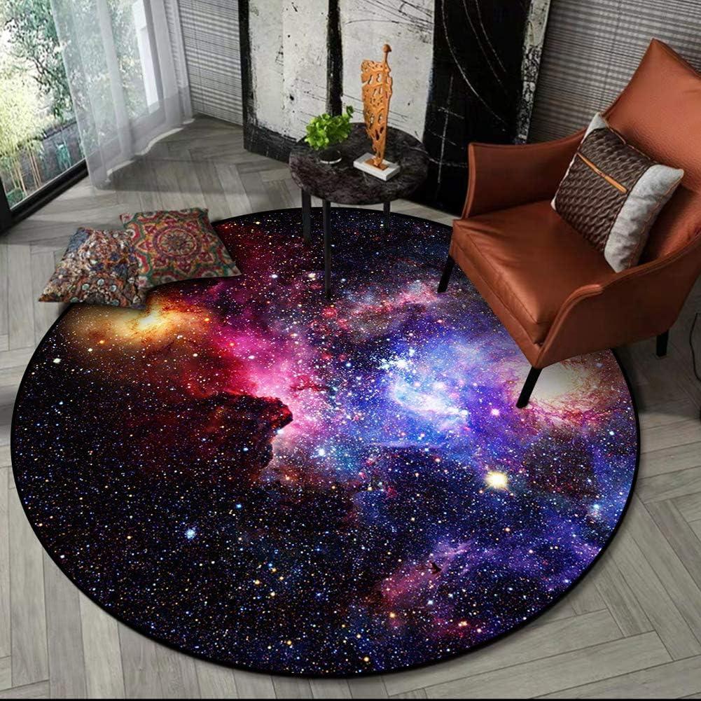 Galaxy Round Rugs, Universe Space Nebula Stars Starry Carpet Large Floor Mat for Living Room, Bedroom (Galaxy, 2.6 ft Diameter)