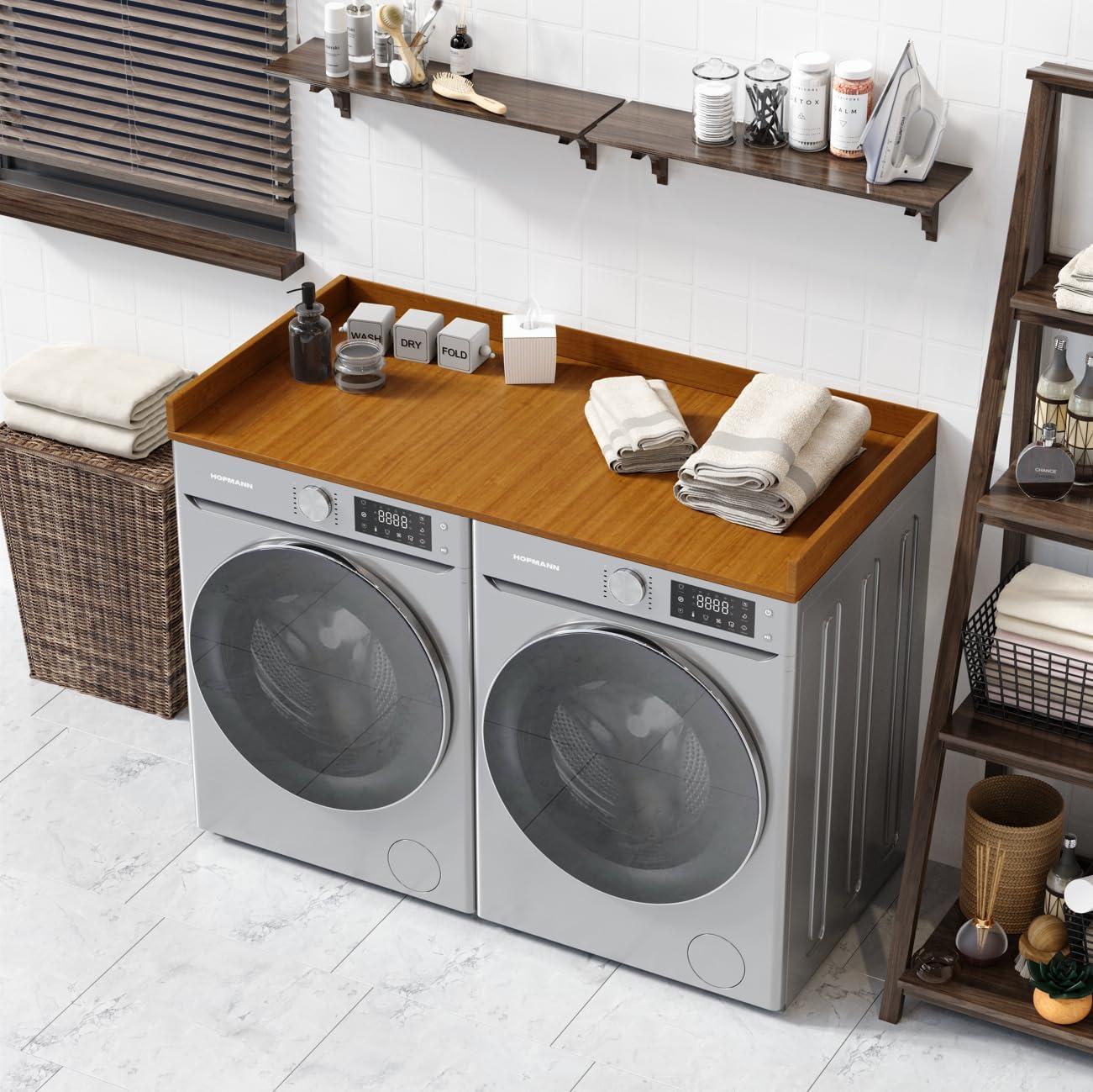 OfficeSimpli Washer Dryer Countertop w Non-Slip Pads, Made in USA, Laundry Room Wood Topper, Washer Dryer Cover for Top, Laundry Guard, Laundry Countertop, Laminate Finish (Cafe Latte)
